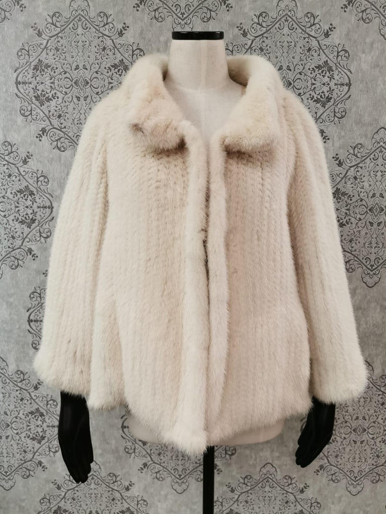 56 Brand new knitted Bisang white cream mink fur coat size 10 For Sale ...