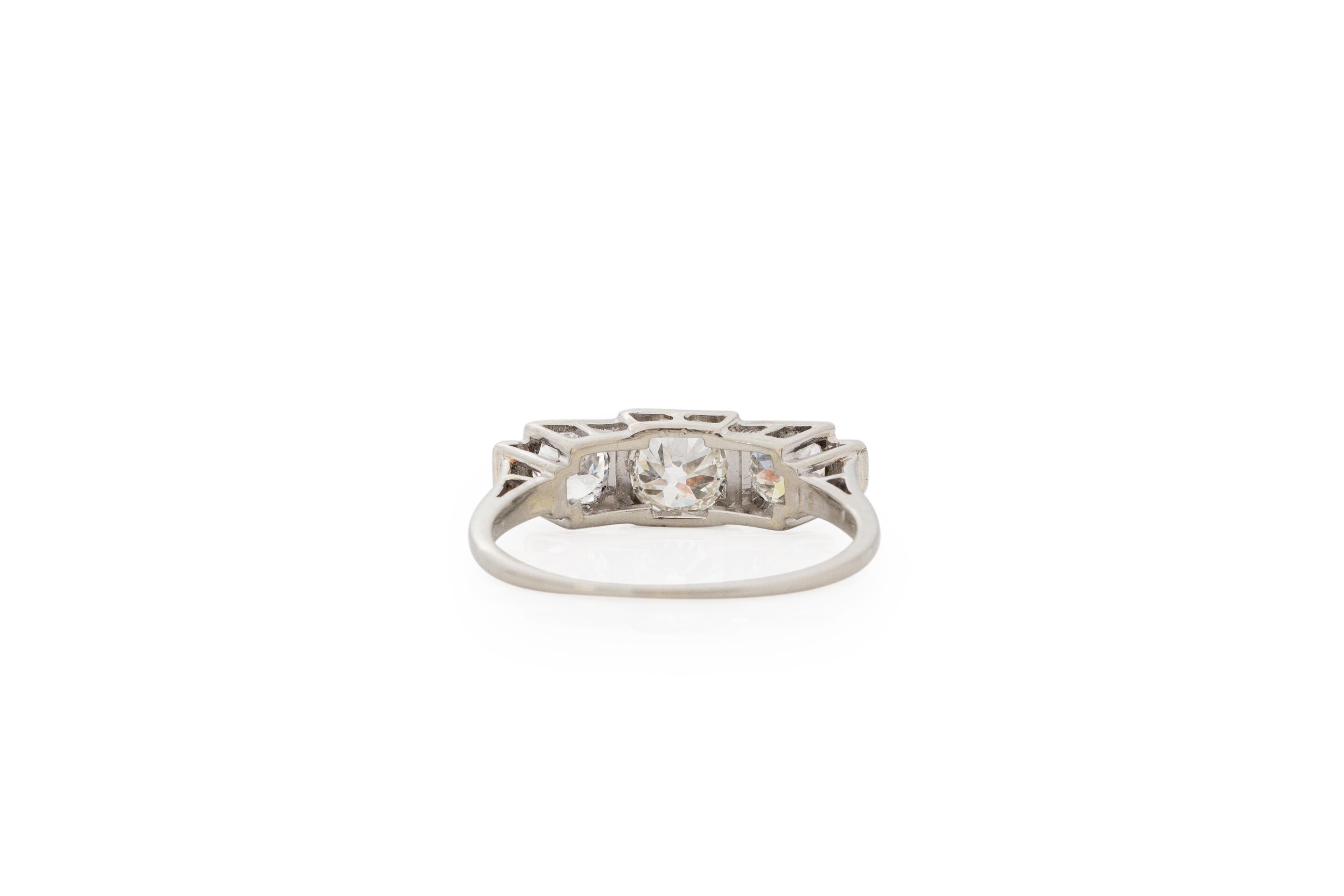 Old European Cut .56 Carat Art Deco Diamond Platinum Engagement Ring For Sale