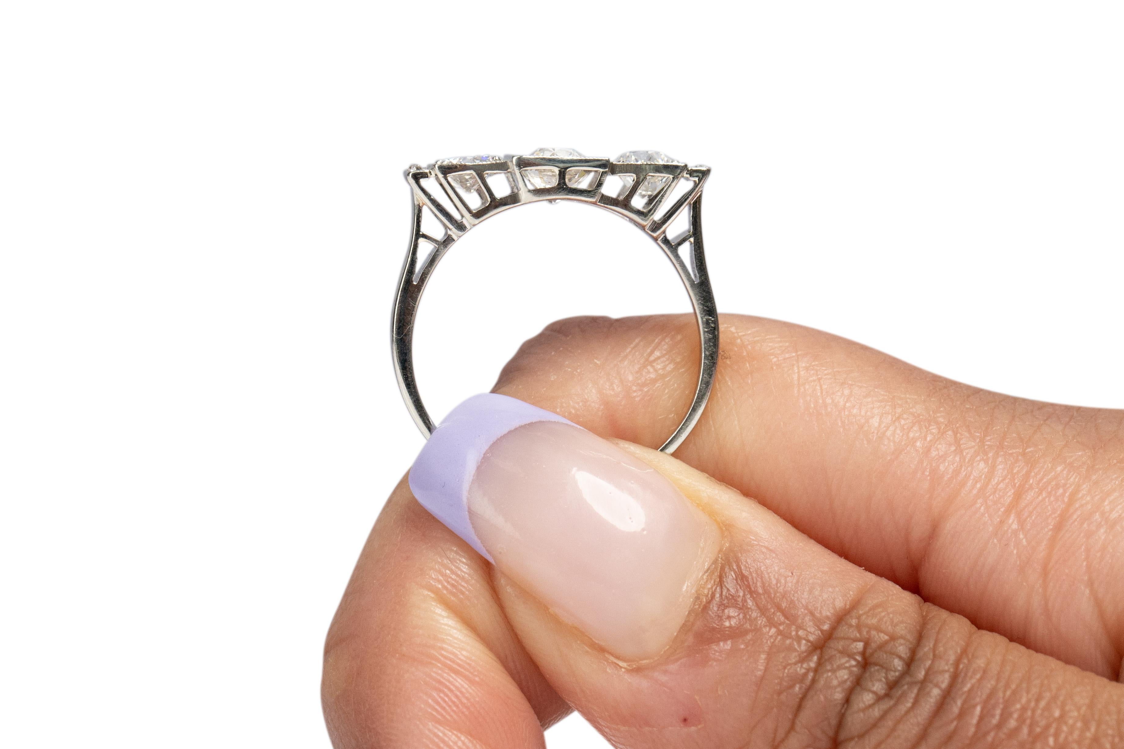 .56 Carat Art Deco Diamond Platinum Engagement Ring For Sale 2