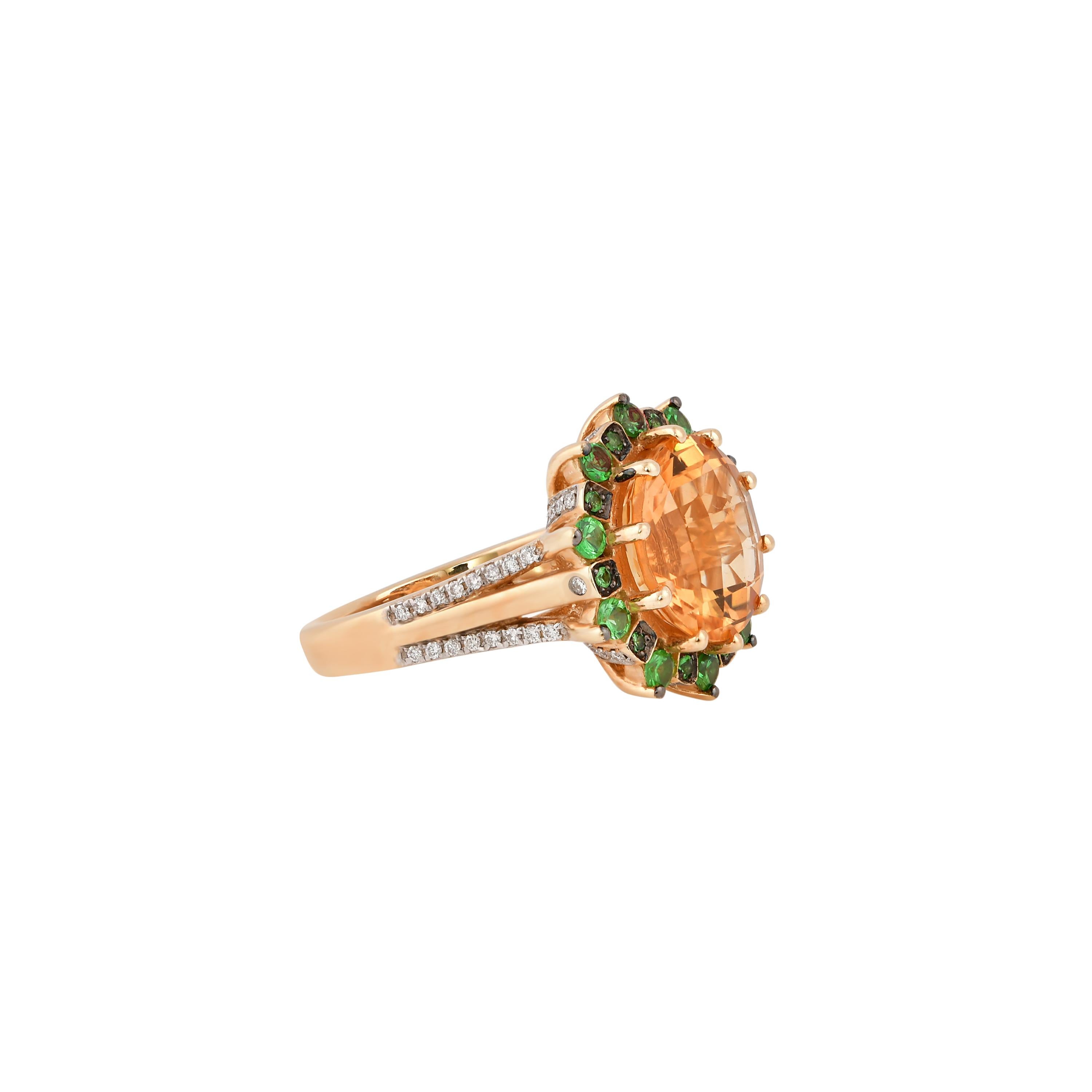 Glamorous Gemstones - Sunita Nahata started off her career as a gemstone trader, and this particular collection reflects her love for multi-colored semi-precious gemstones. This ring presents a cluster of the most captivating citrines accented with