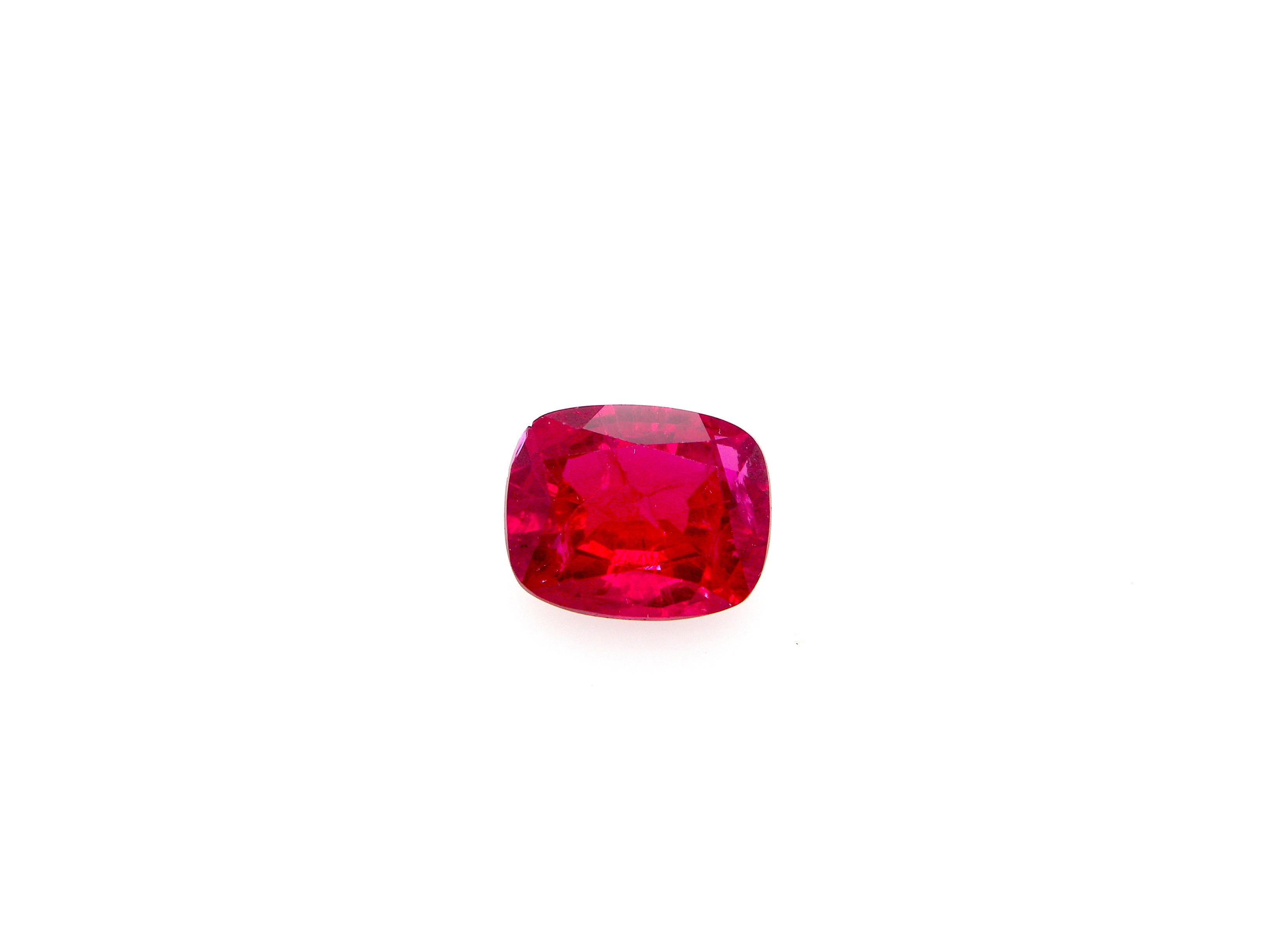 5.6 Carat Cushion-Cut Vivid Red Natural Tourmaline:

A gorgeous gemstone, it is a 5.6 carat cushion-cut vivid red natural tourmaline. Hailing from the magnificent mines of Tanzania, the tourmaline  possesses a vivid red colour, with incredible