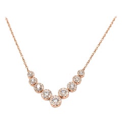 .56 Carat Diamond 14 Karat Rose Gold Diamond Cluster Necklace