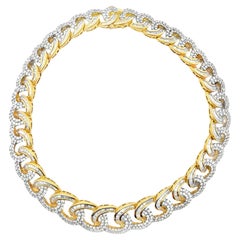 56-Carat Diamond 18 Karat Yellow Gold Scalloped Collar Statement Necklace