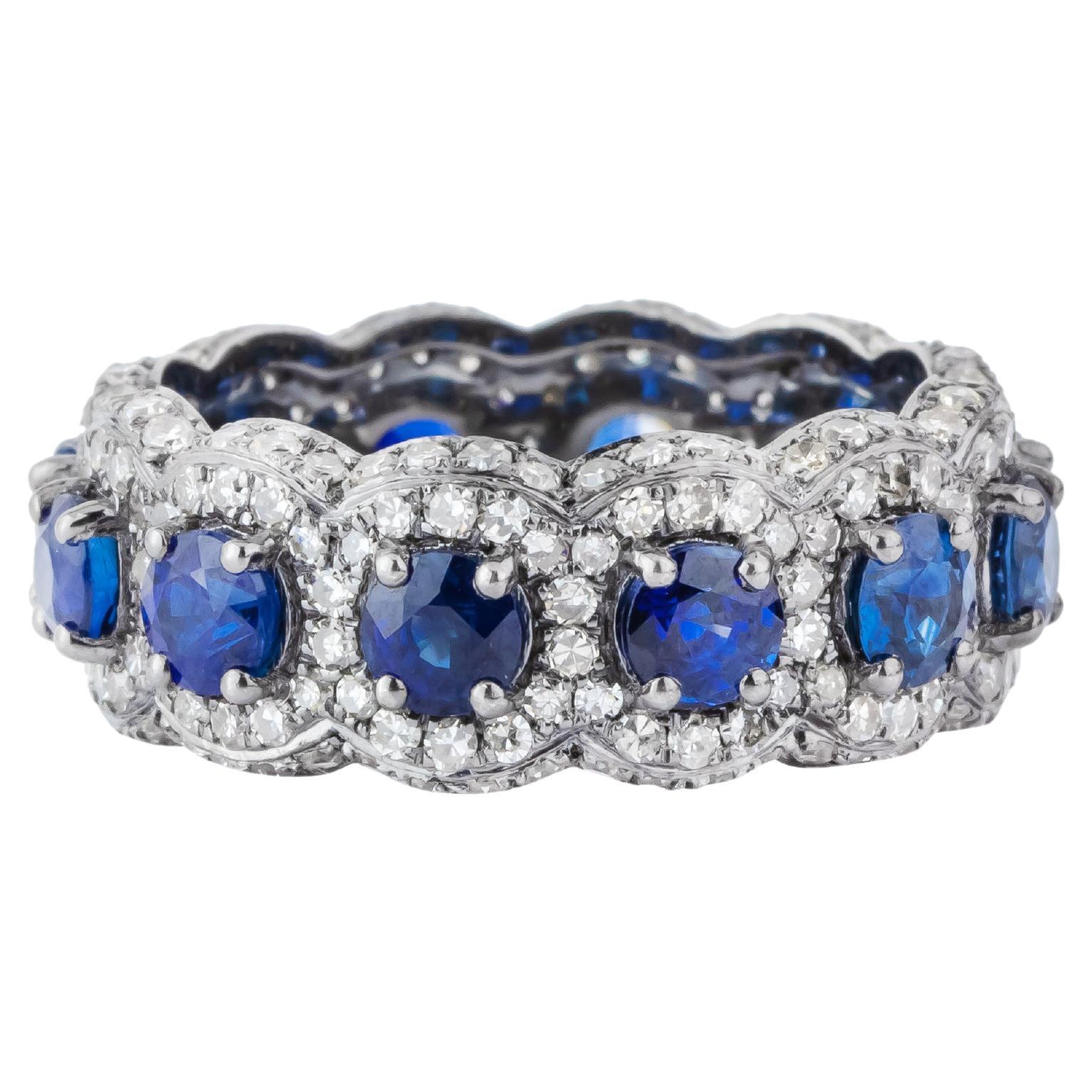 5.6 Carat Diamond and Sapphire Infinity Ring