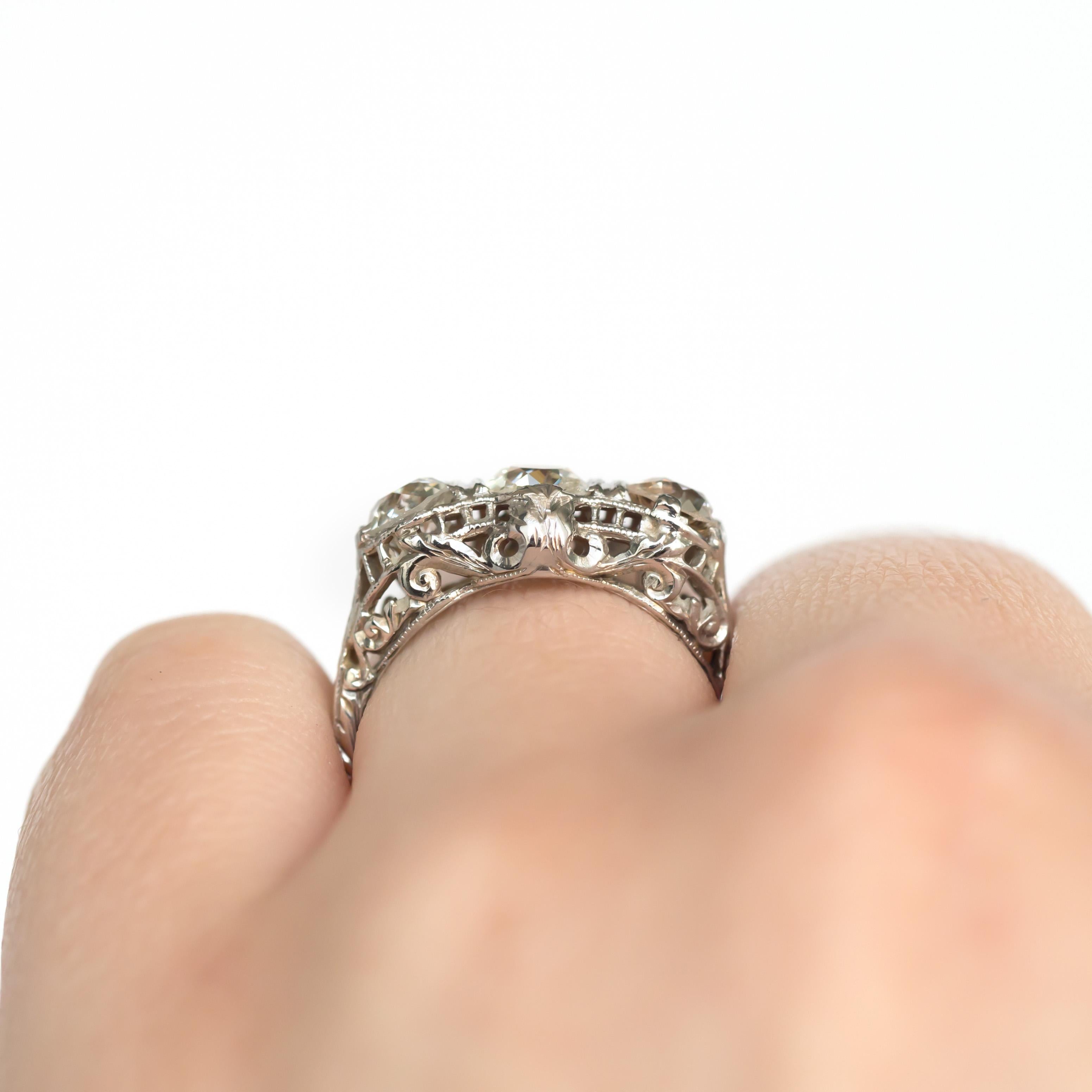 Women's or Men's .56 Carat Diamond White Gold Engagement Ring For Sale