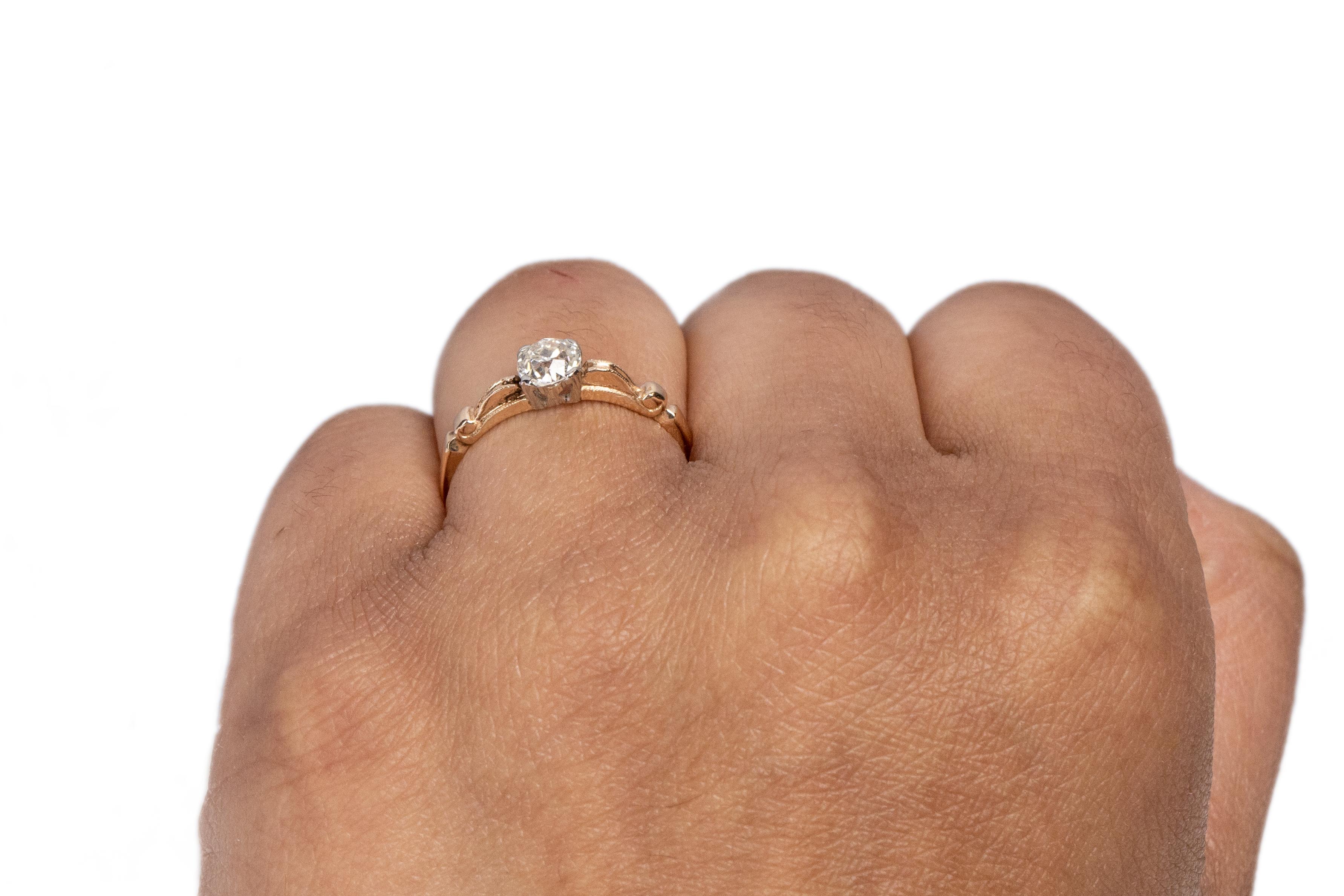 Bague de fiançailles de style édouardien en or jaune 14 carats avec diamants de 0,56 carat Pour femmes en vente