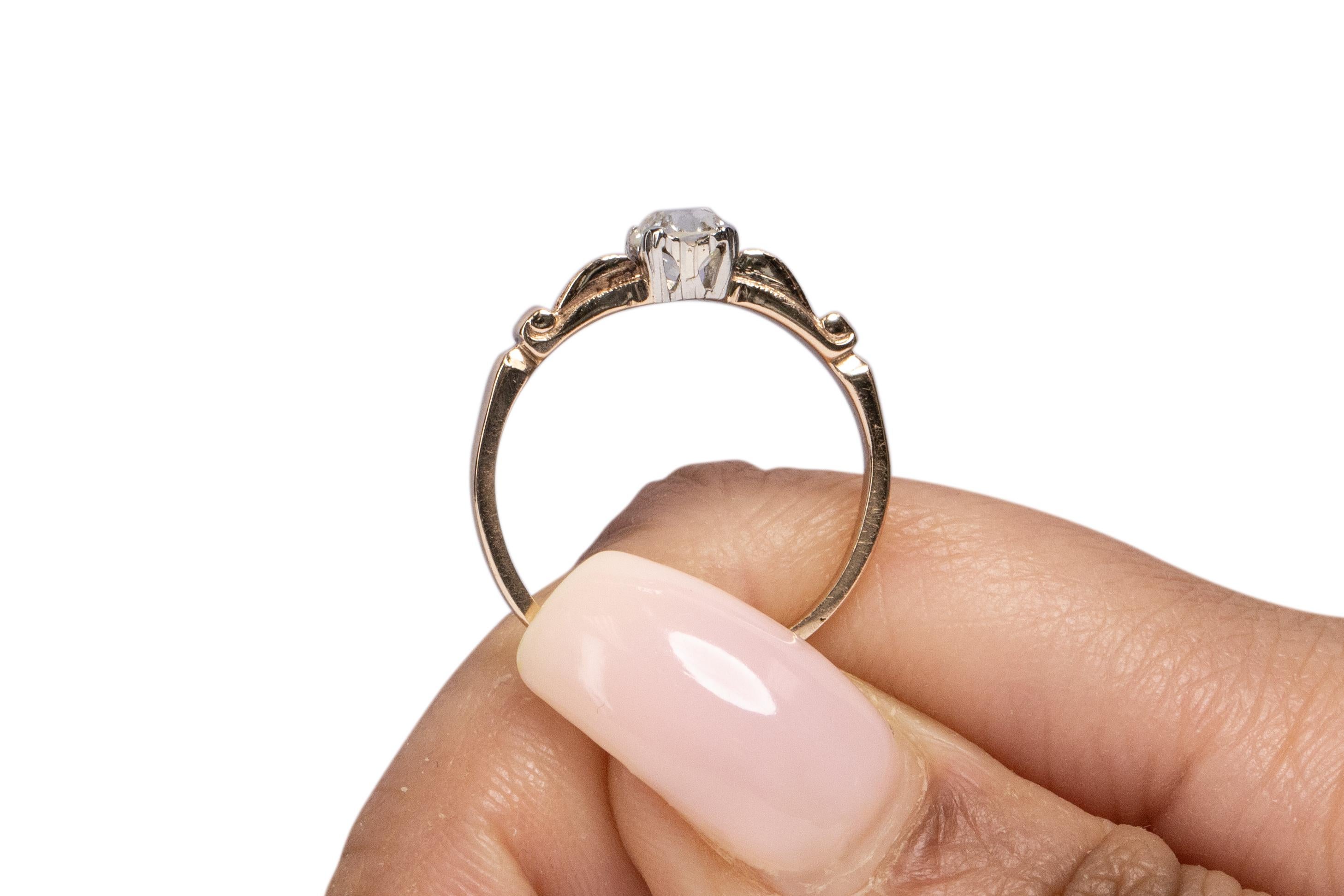 Bague de fiançailles de style édouardien en or jaune 14 carats avec diamants de 0,56 carat en vente 2
