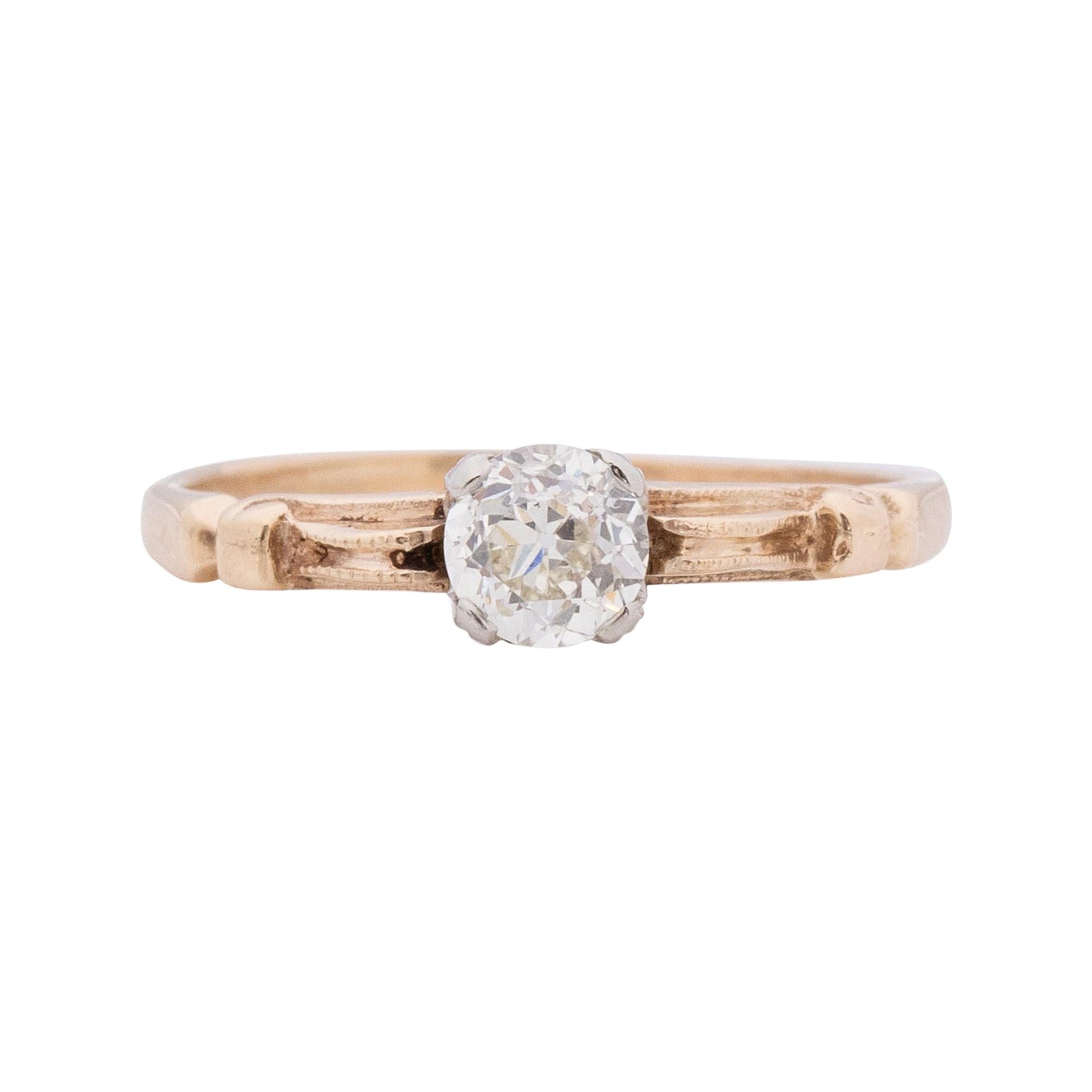 .56 Carat Edwardian Diamond 14 Karat Yellow Gold Engagement Ring For Sale