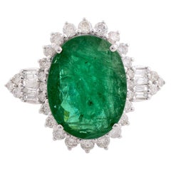 5.6 Carat Emerald Diamond 10 Karat Gold Ring