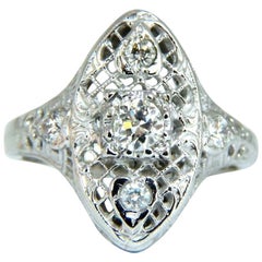 .56 Carat Natural Round Diamonds Spanish Gilt Vintage Deco Ring 14 Karat