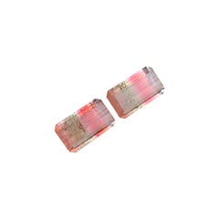 5.6 Cts Tricolor Soft Pink Pastel Green Champagne Color Tourmaline Pair Gemstone