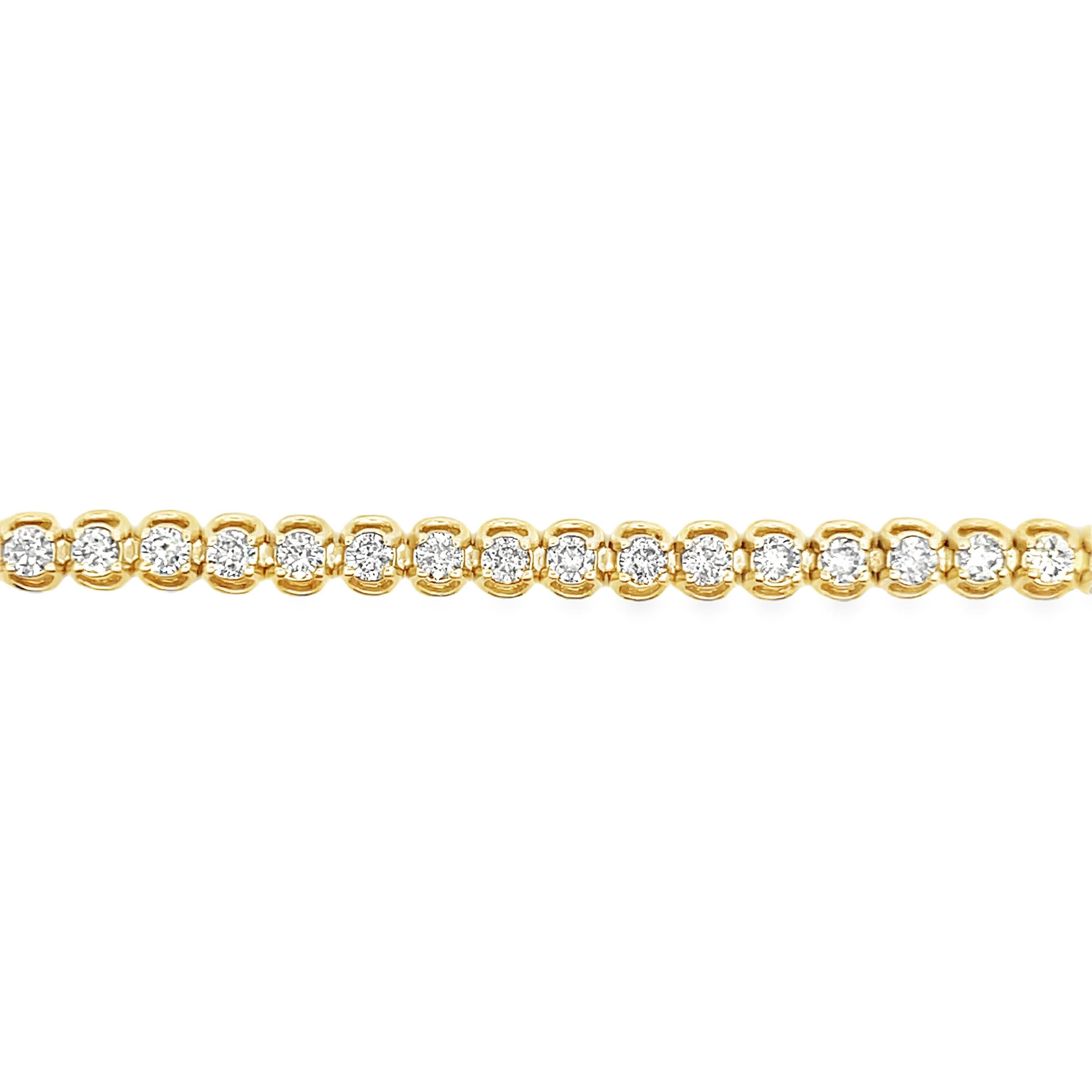 5.6 cttw Diamond Horseshoe Tennis Bracelet in 14k Yellow Gold For Sale 5