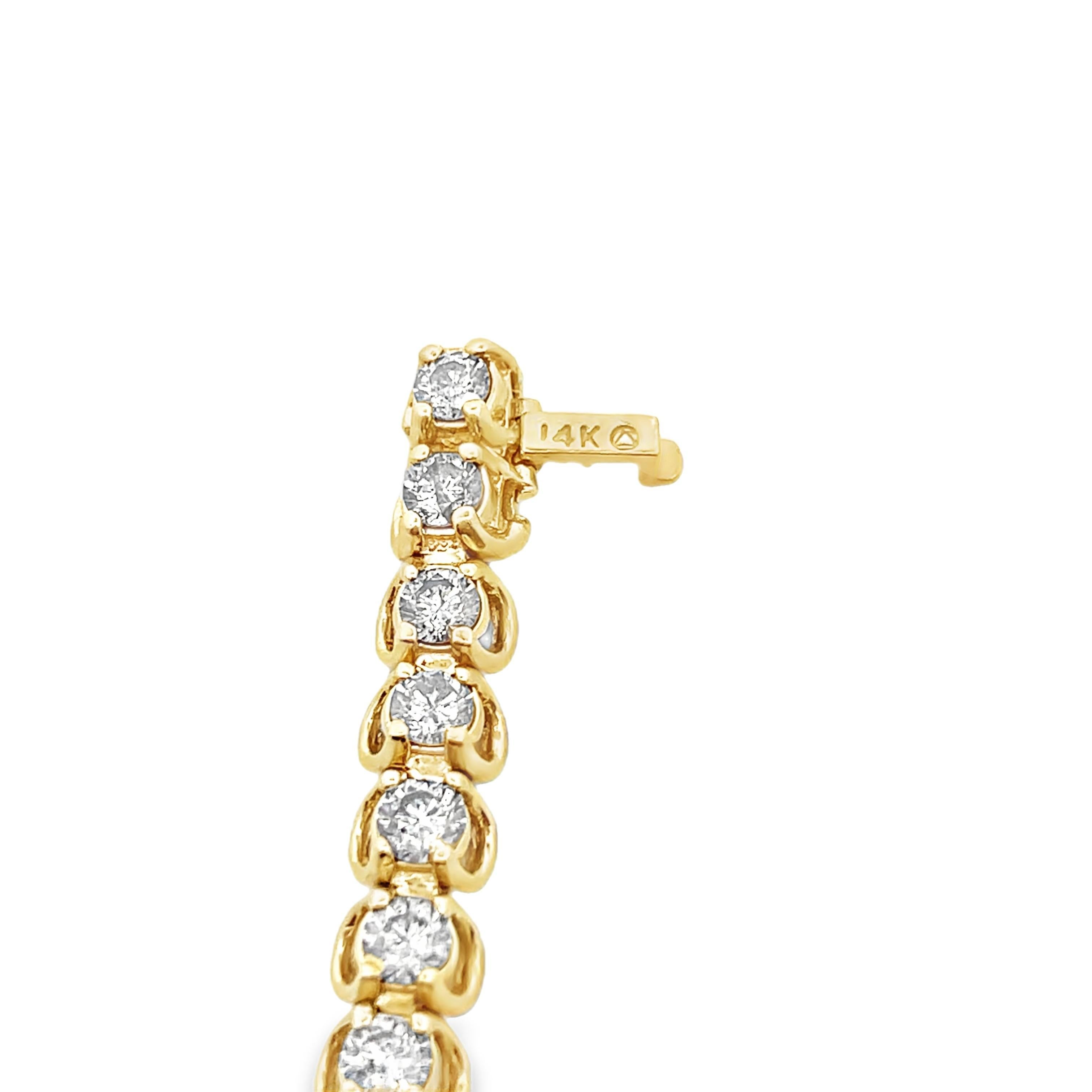 5.6 cttw Diamond Horseshoe Tennis Bracelet in 14k Yellow Gold For Sale 6