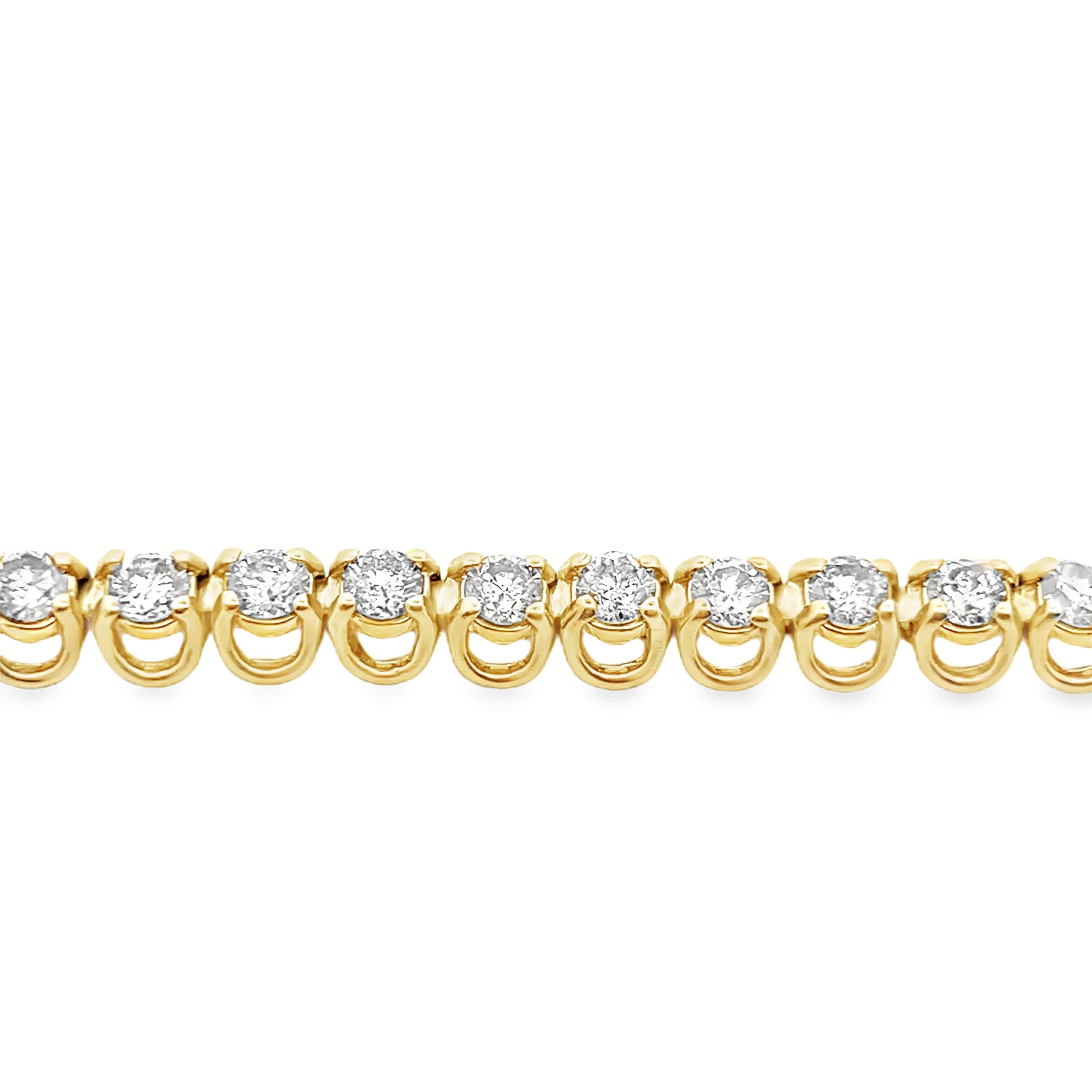 5.6 cttw Diamond Horseshoe Tennis Bracelet in 14k Yellow Gold For Sale 1