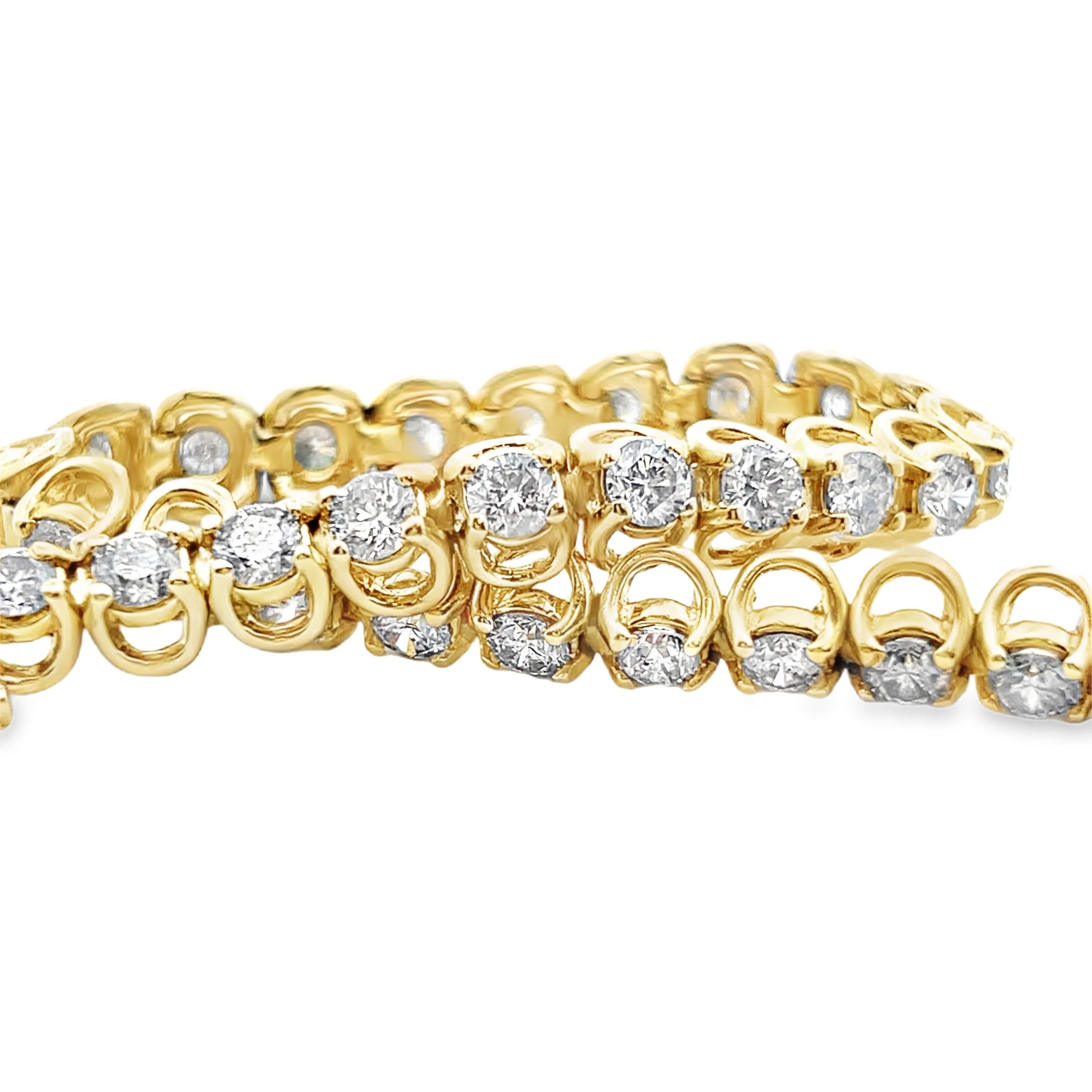 5.6 cttw Diamond Horseshoe Tennis Bracelet in 14k Yellow Gold For Sale 2