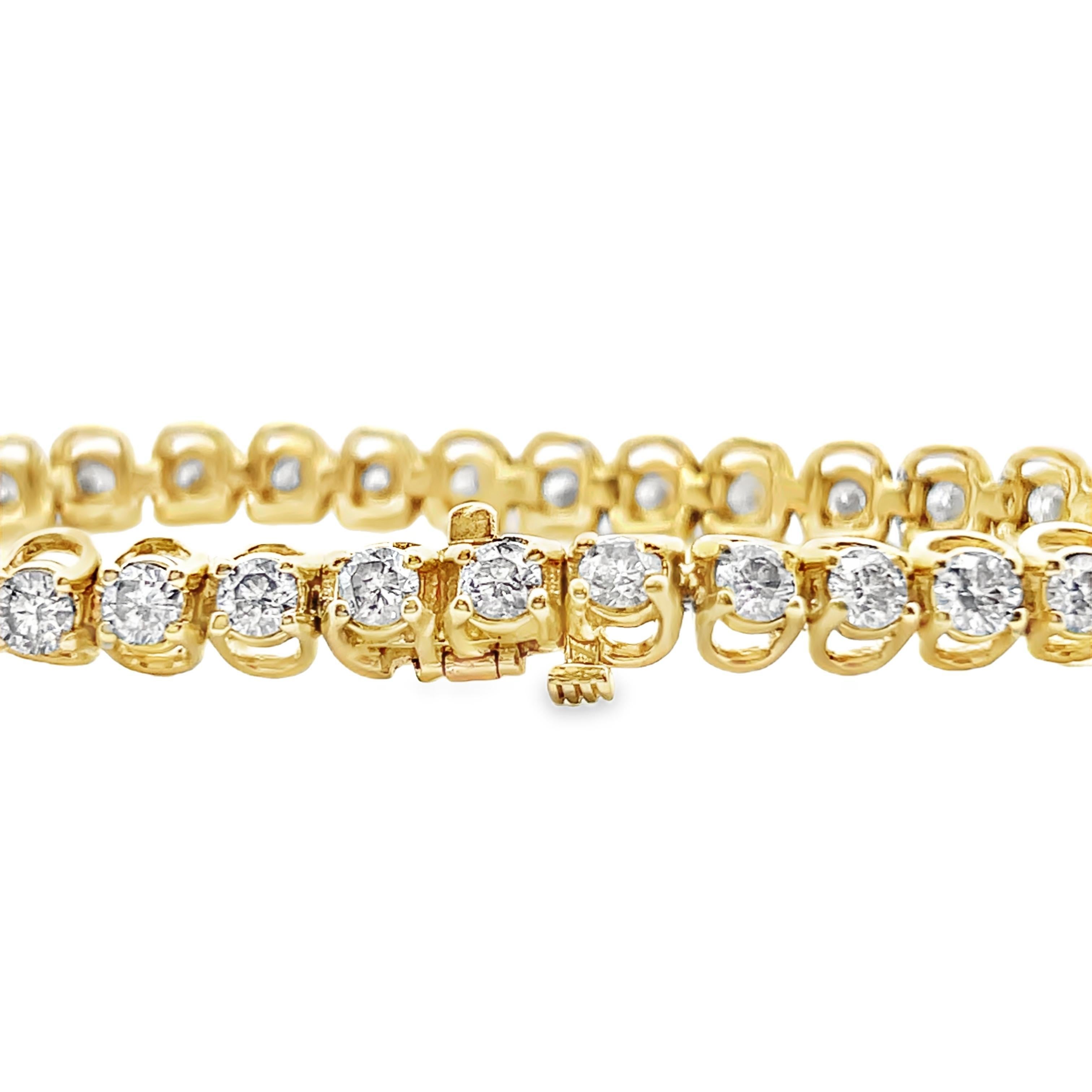 5.6 cttw Diamond Horseshoe Tennis Bracelet in 14k Yellow Gold For Sale 3