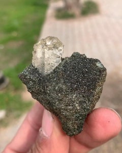 56 Grams Etched Quartz Focal Crystal On Grayish Matrix From Pakistan