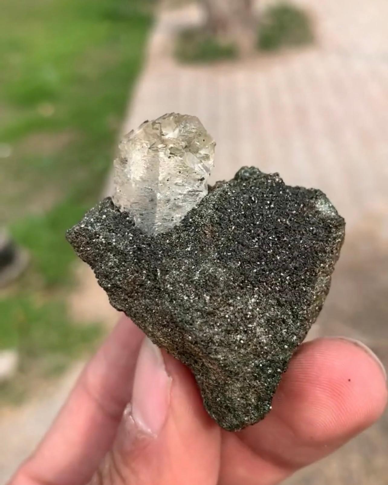 Adam Style 56 Grams Etched Quartz Focal Crystal On Grayish Matrix From Pakistan For Sale