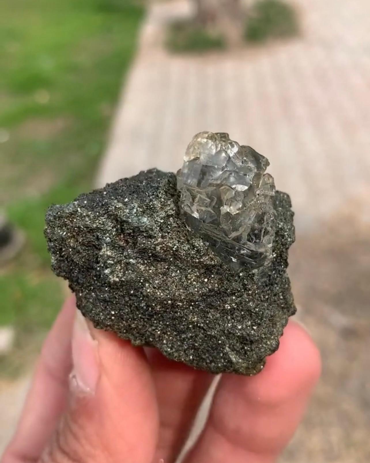 Other 56 Grams Etched Quartz Focal Crystal On Grayish Matrix From Pakistan For Sale