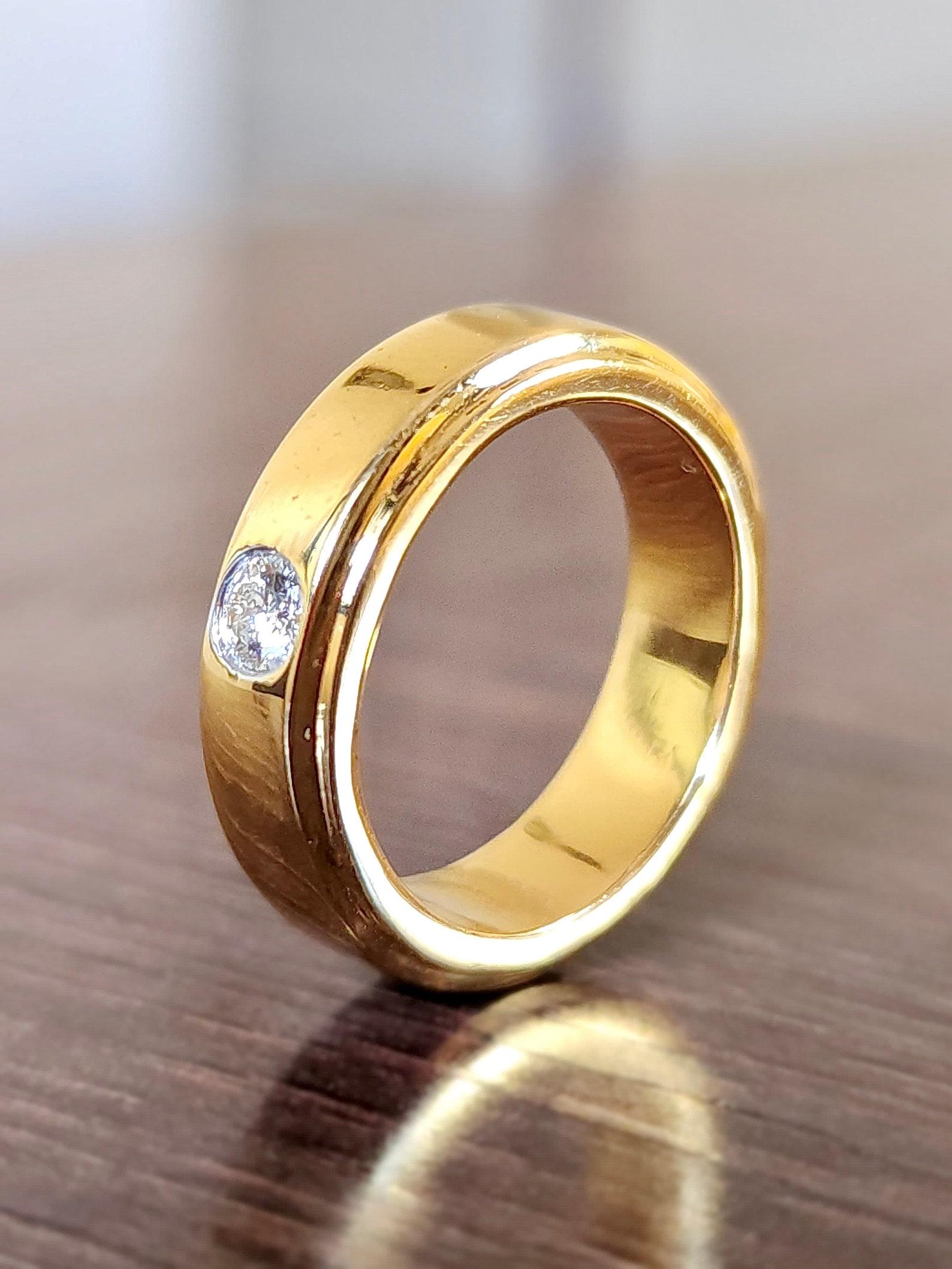 5 MM Moissanit Einbaubeleuchtung Ehering Unisex 925 Sterling Silber. (Art déco)