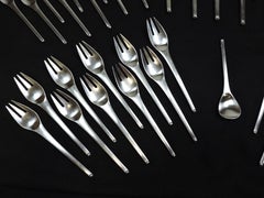 56 Piece Stanley Roberts Contempra Mid-Century Modern Stainless Steel Flatware