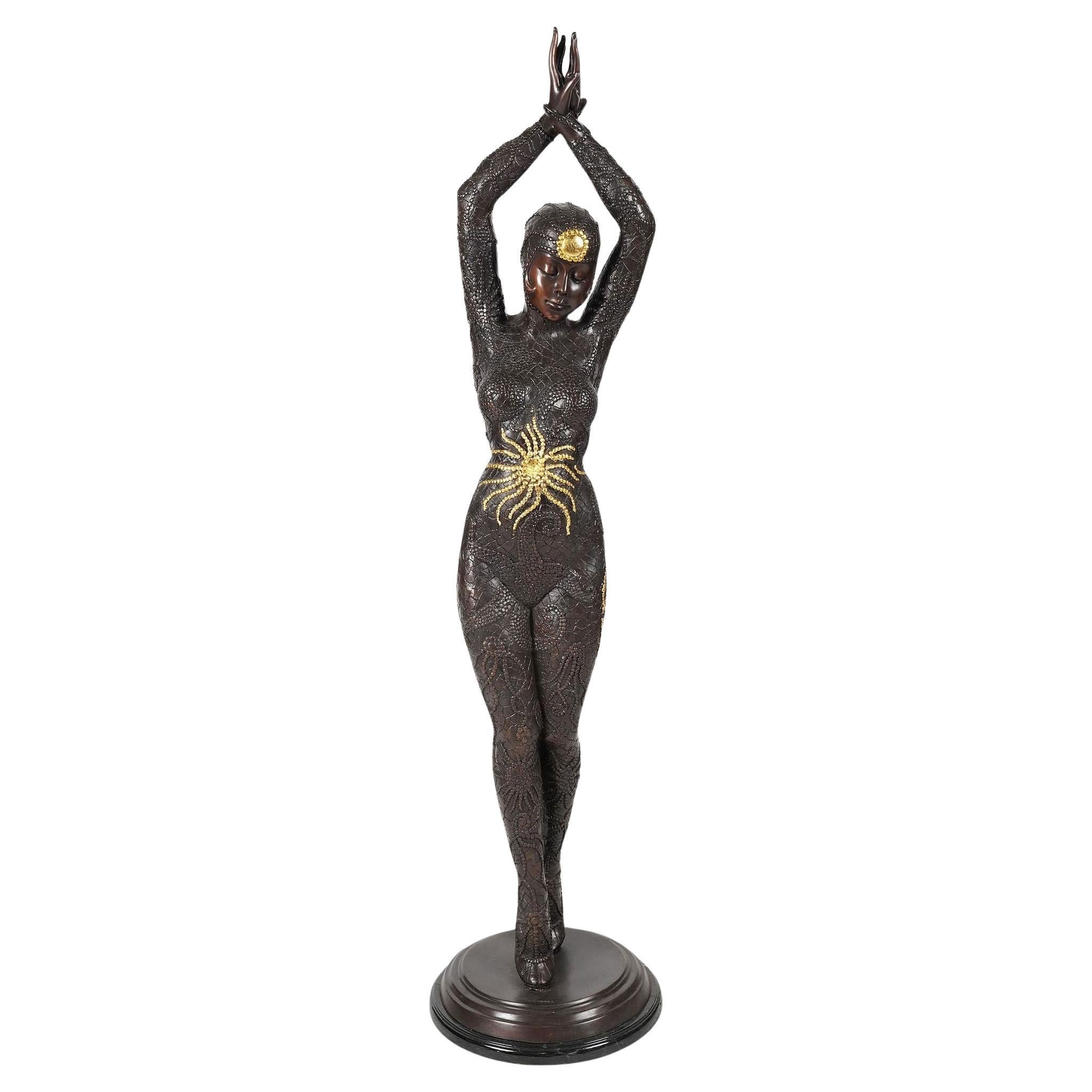56" Tall Bronze Deco Statue Fashioned After "Starfish" by Starfish D.H. Chiparus