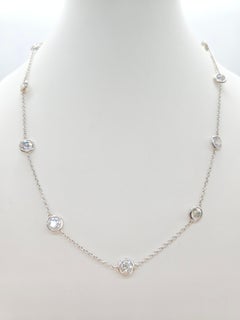 5.60 Carat Diamond By The Yard 10 Station Necklace 14K White Gold 17" (Collier de diamants par Yard)