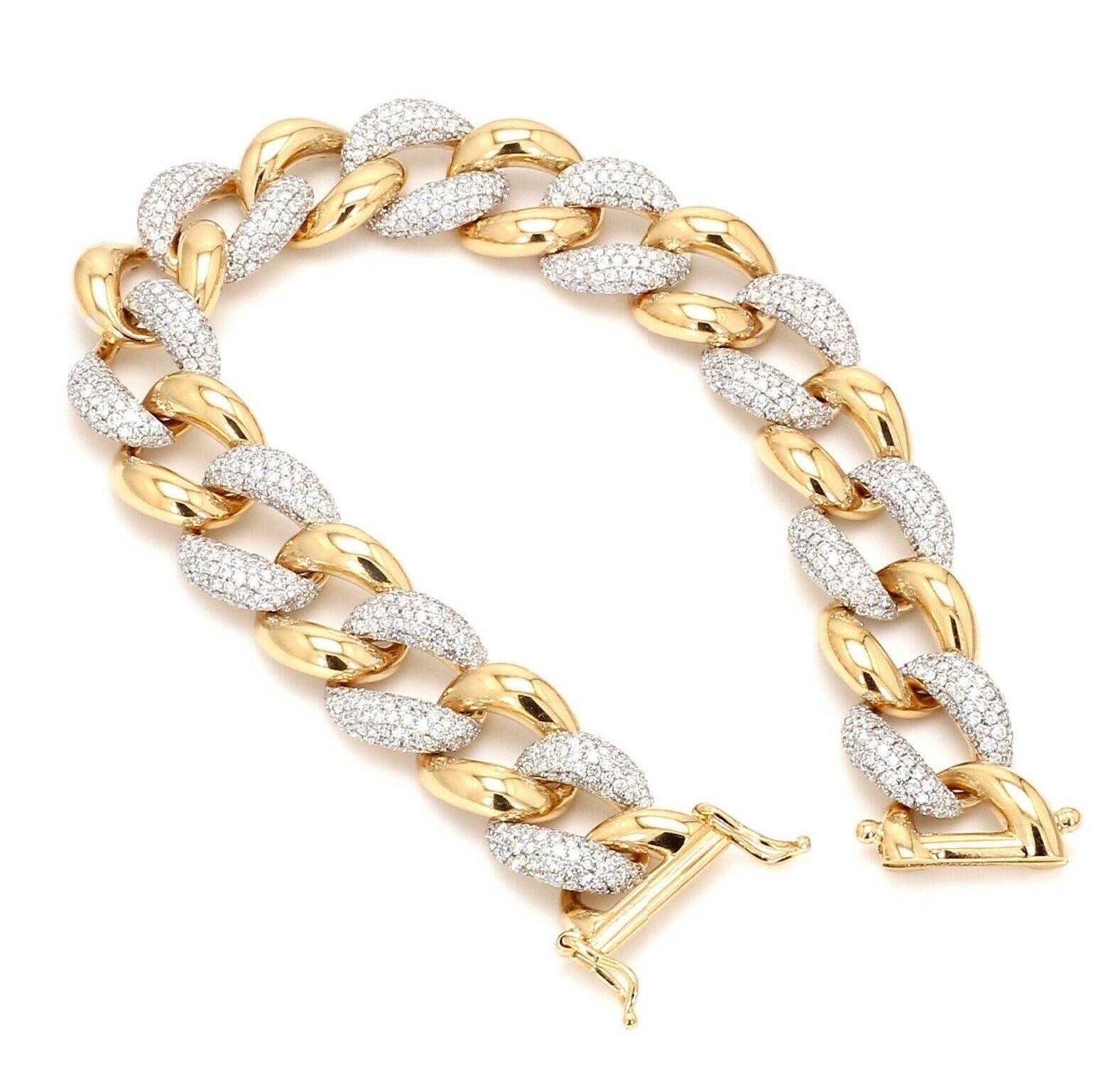 Taille mixte Bracelet à maillons en or jaune 18 carats avec diamants de 5,60 carats en vente