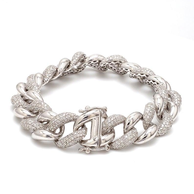 5,60 Karat Diamant Kettengliederarmband aus 18 Karat Gelbgold für Damen oder Herren im Angebot