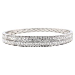 5.60 Carat Diamond Multi Row Bangle Bracelet in 18K White Gold