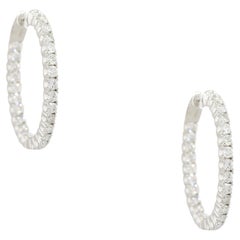 5.60 Carat Inside Out Large Diamond Hoop Earrings 18 Karat in Stock