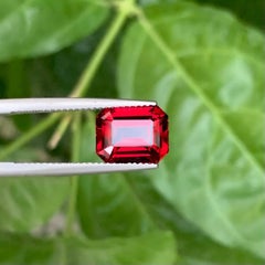 5.60 Carat Loose Pinkish Red Pyrope Garnet Emerald Cut Tanzanian Gemstone
