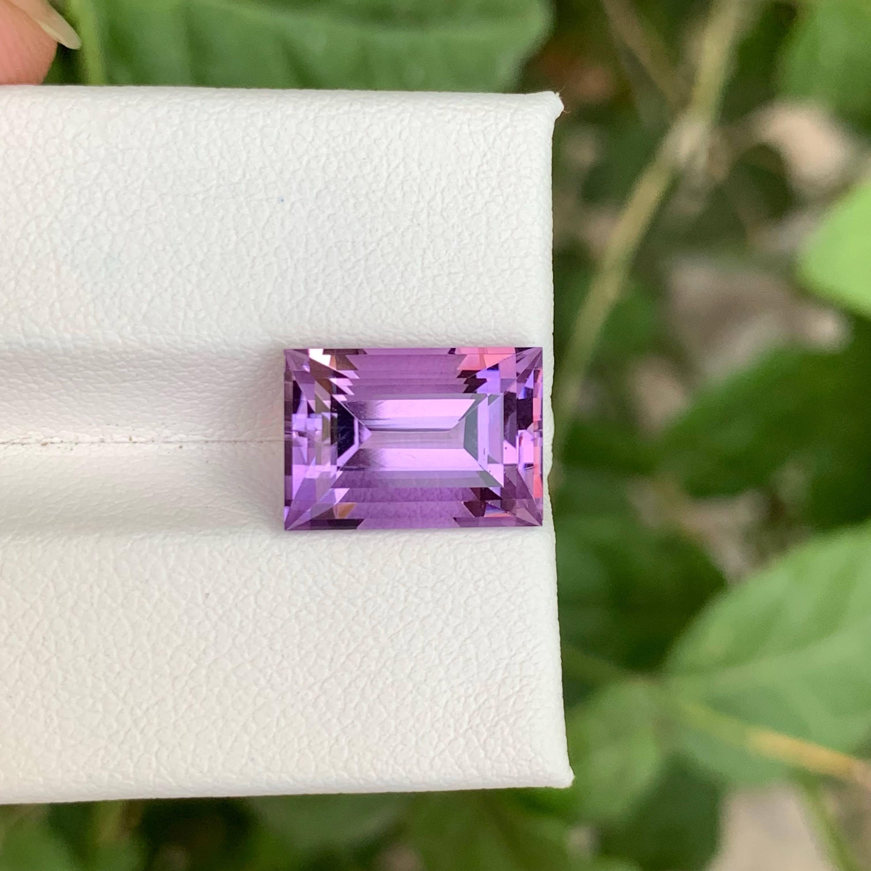 5.60 Carat Loose Purple Amethyst Stone Baguette Cut Natural Brazilian Gemstone For Sale 5