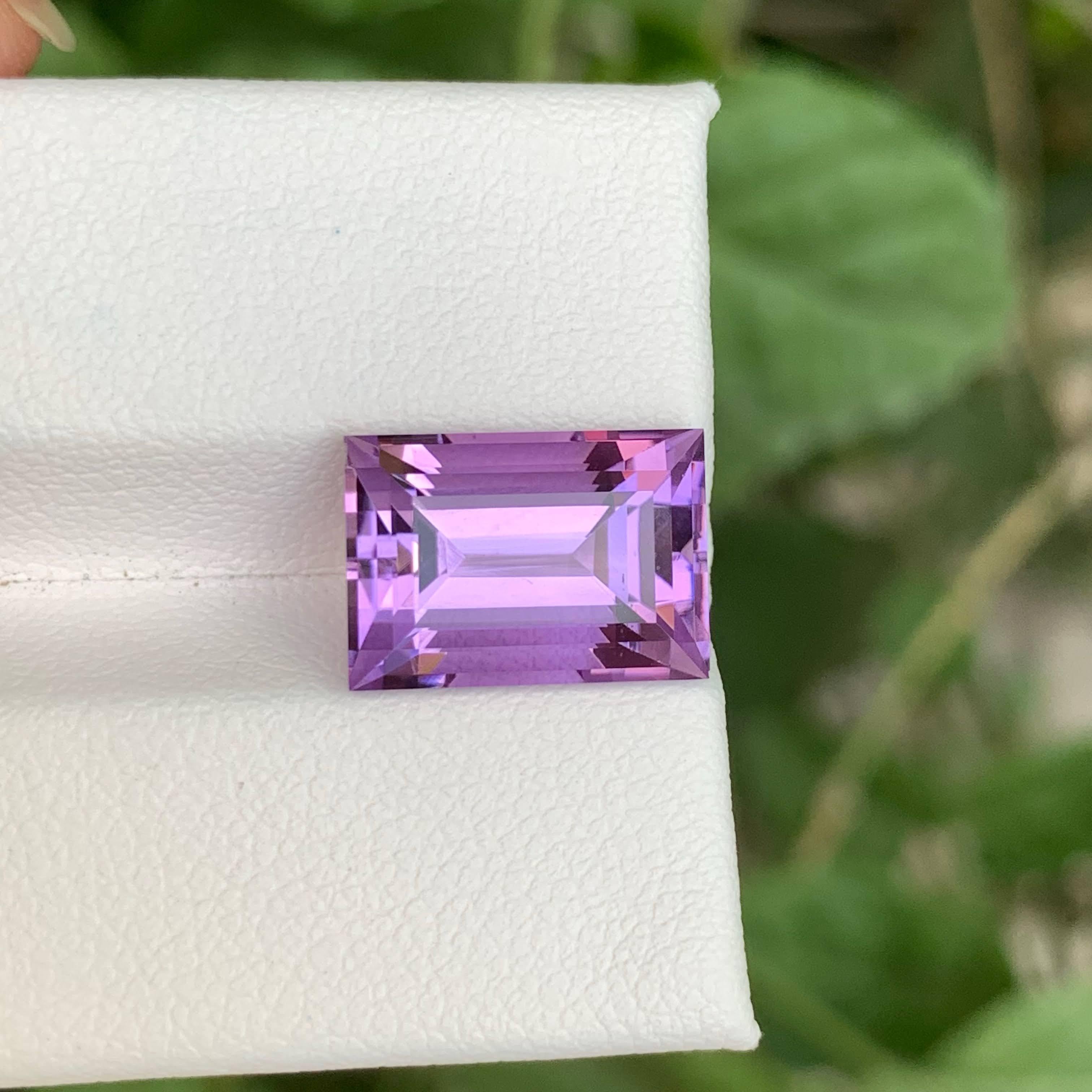 5.60 Carat Loose Purple Amethyst Stone Baguette Cut Natural Brazilian Gemstone For Sale 6