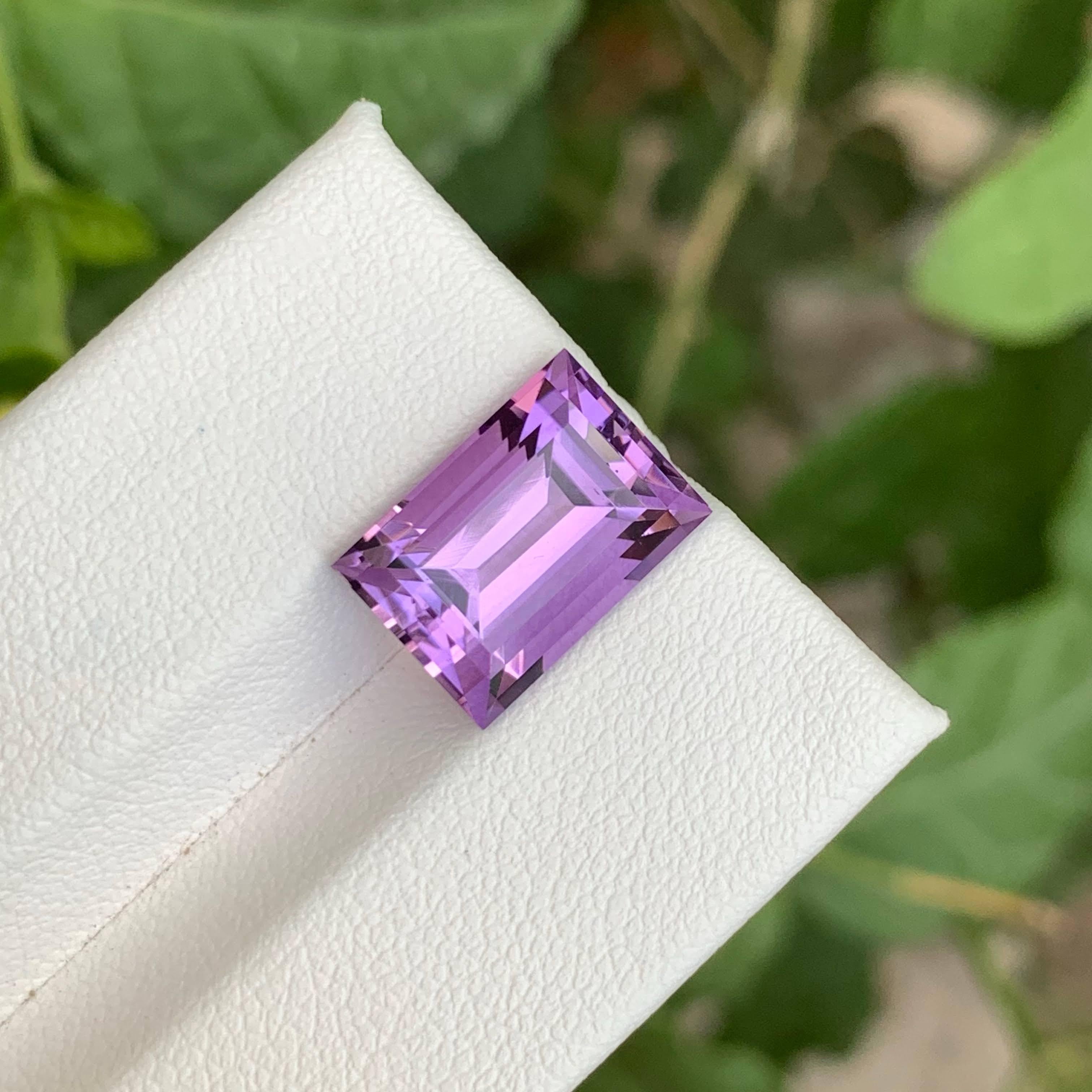 5.60 Carat Loose Purple Amethyst Stone Baguette Cut Natural Brazilian Gemstone For Sale 1