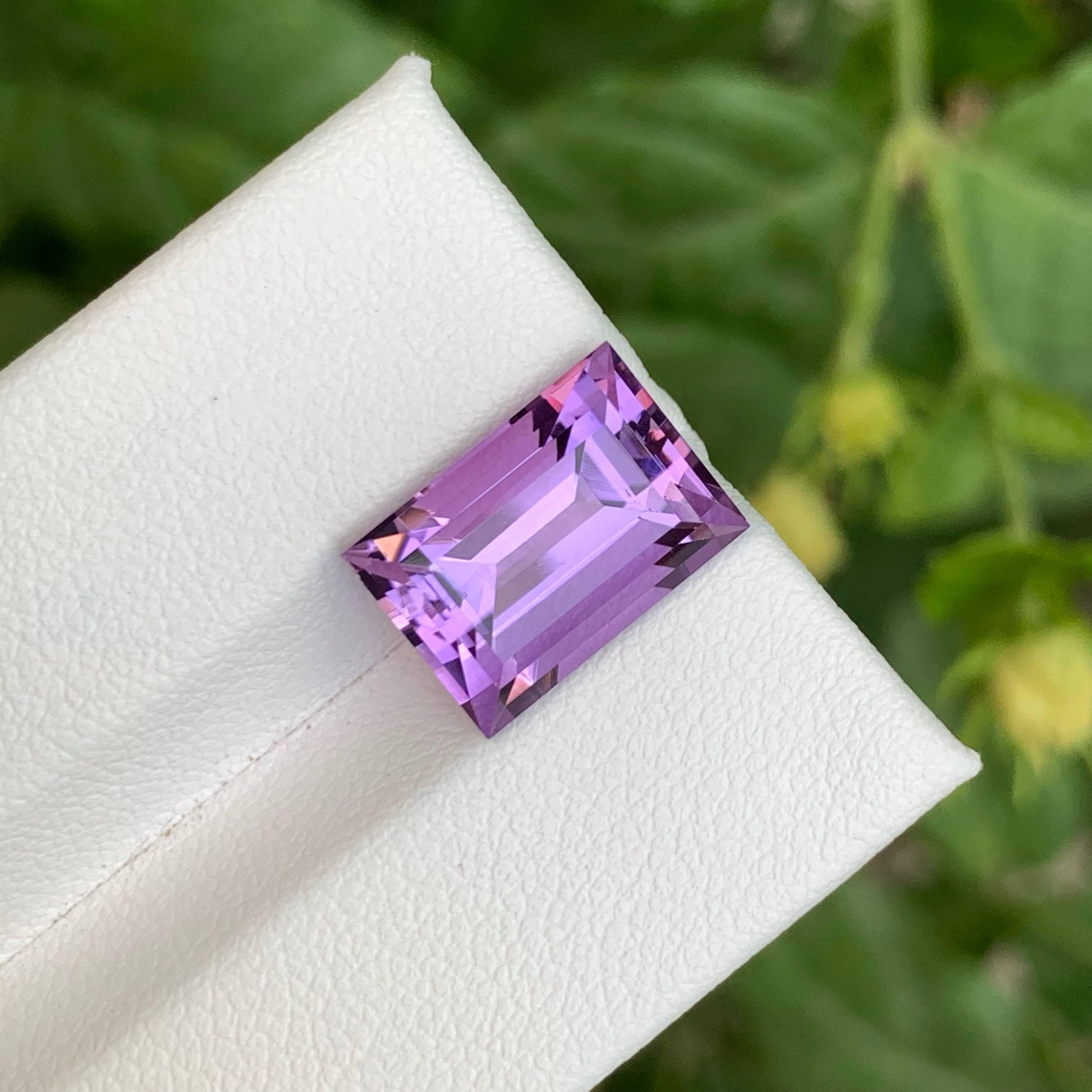 5.60 Carat Loose Purple Amethyst Stone Baguette Cut Natural Brazilian Gemstone For Sale 4