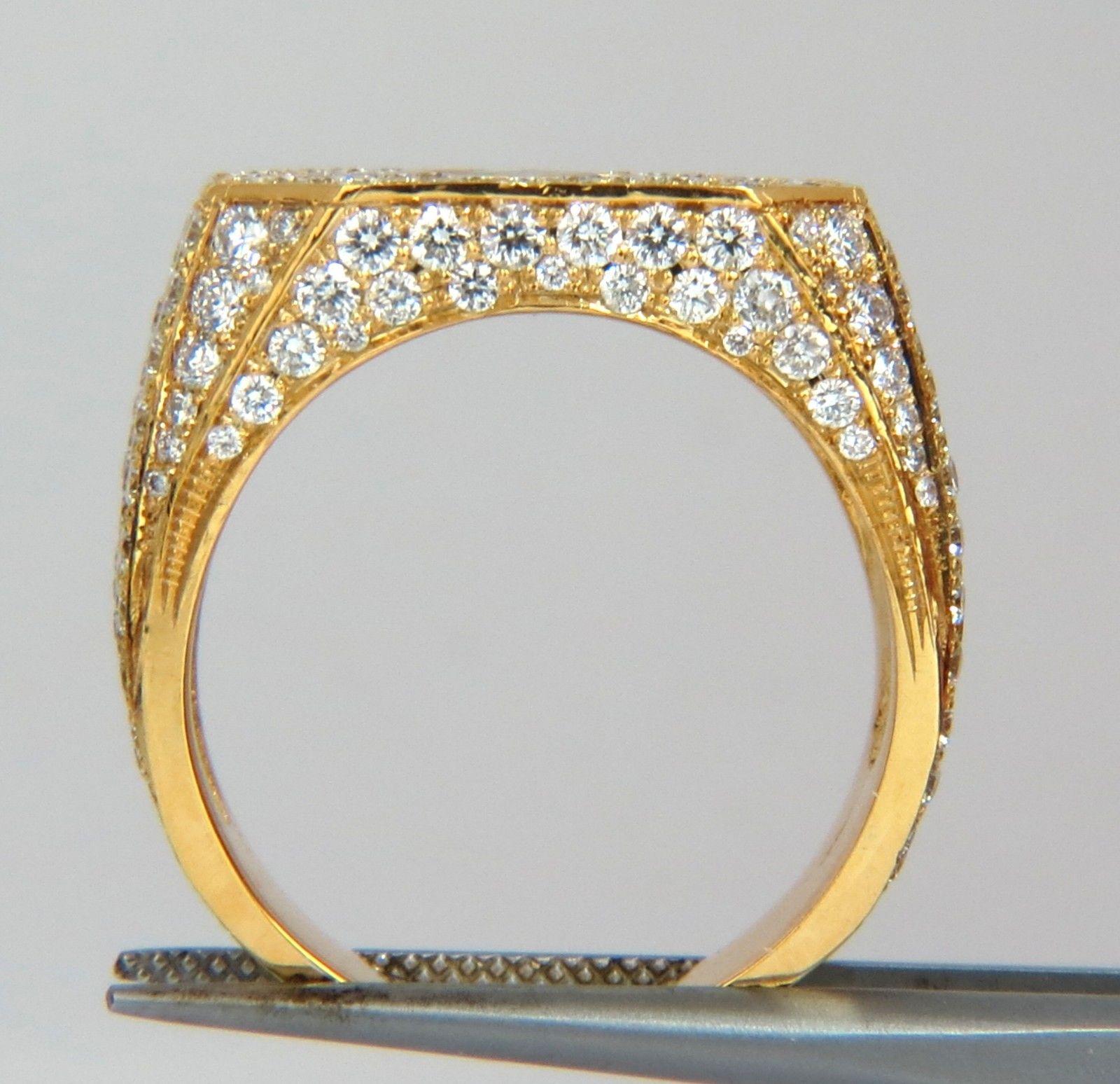 5.60 Carat Men's Natural Fancy Light Brown Diamond Master Bead Set Pave Ring For Sale 2