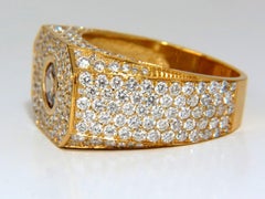 5.60 Carat Men's Natural Fancy Light Brown Diamond Master Bead Set Pave Ring*