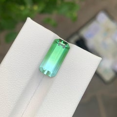 5.60 Carat Natural Bi Colour Tourmaline Long Emerald Shape Loose Gemstone