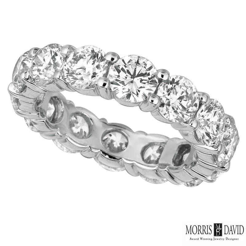 For Sale:  5.60 Carat Natural Diamond Eternity Ring Band 18k White Gold 2
