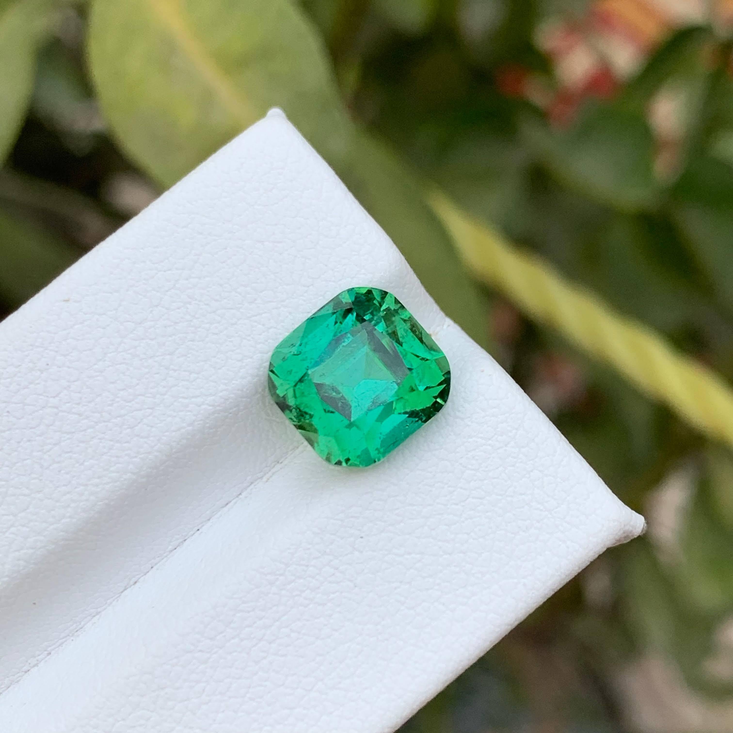 5.60 Carat Natural Loose Greenish Blue Tourmaline Cushion Cut Afghan Gemstone (Tourmaline bleue verdâtre en vrac, taille coussin) en vente 4