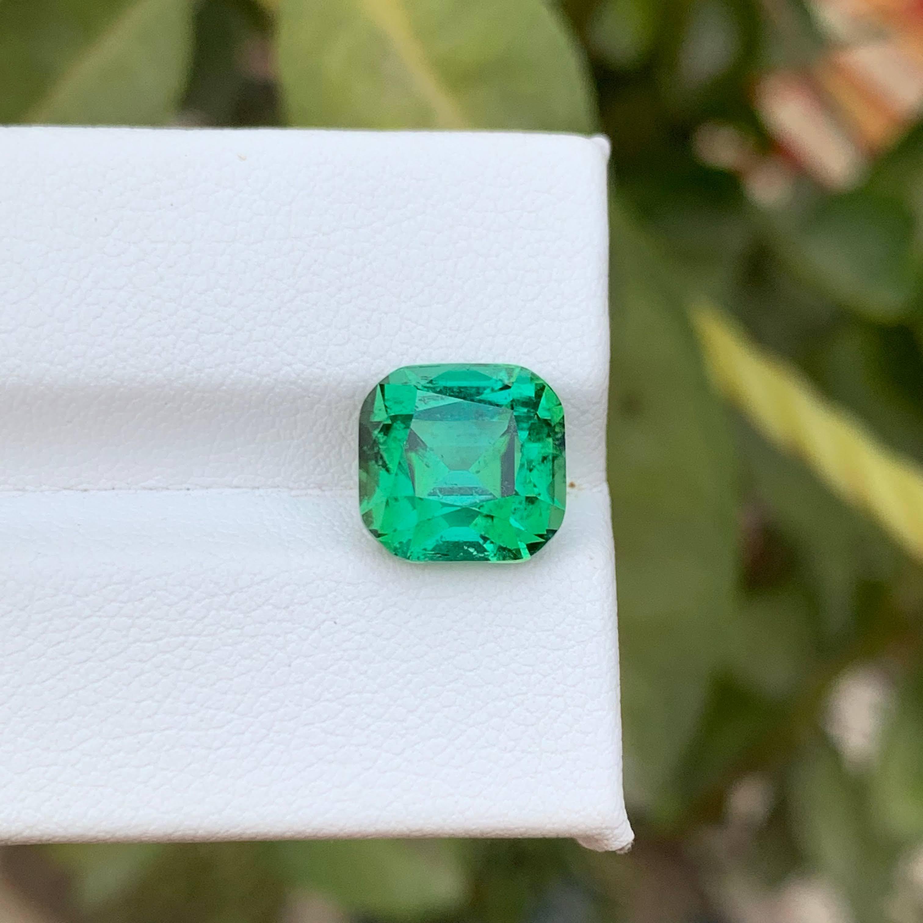 Taille coussin 5.60 Carat Natural Loose Greenish Blue Tourmaline Cushion Cut Afghan Gemstone (Tourmaline bleue verdâtre en vrac, taille coussin) en vente