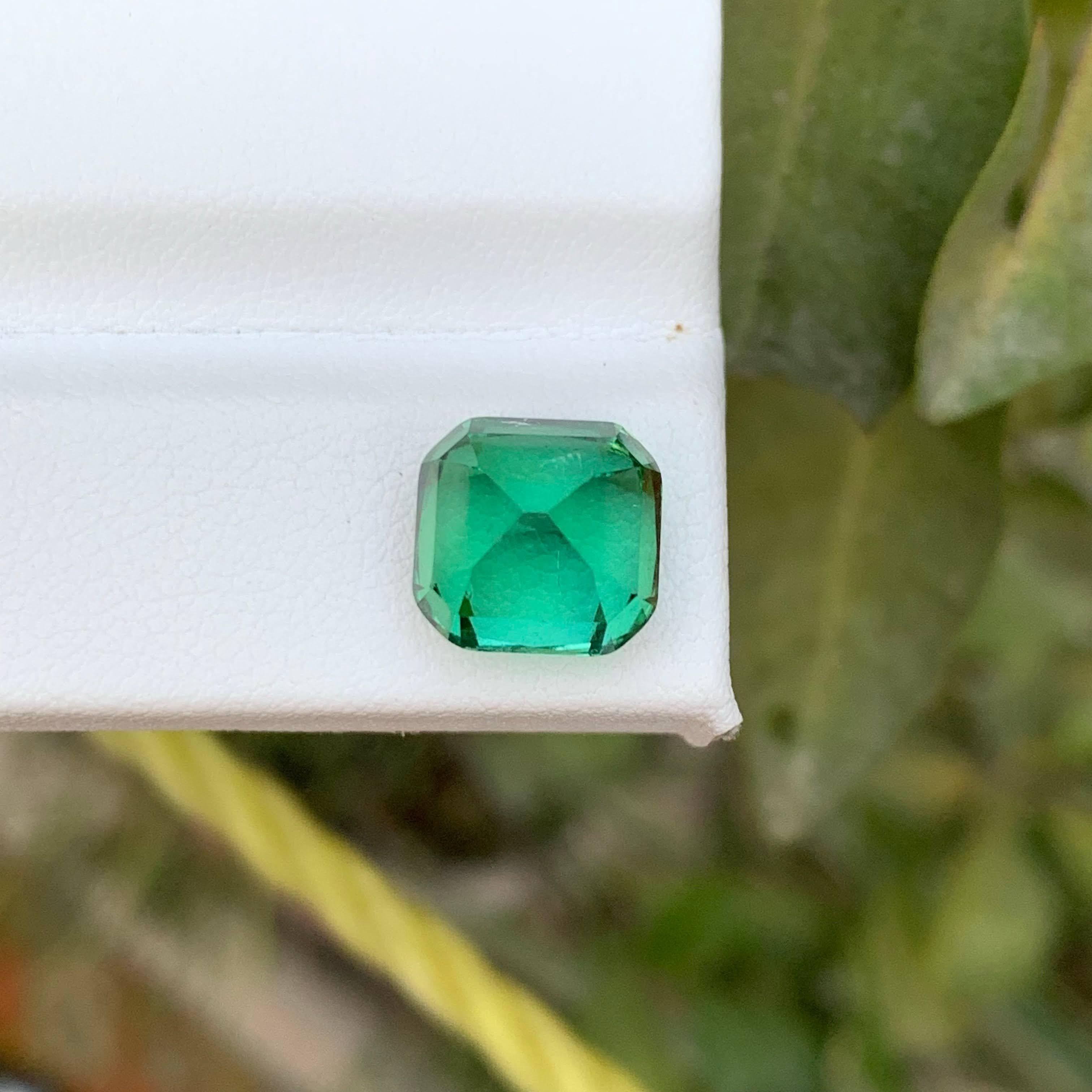 5.60 Carat Natural Loose Greenish Blue Tourmaline Cushion Cut Afghan Gemstone (Tourmaline bleue verdâtre en vrac, taille coussin) en vente 2