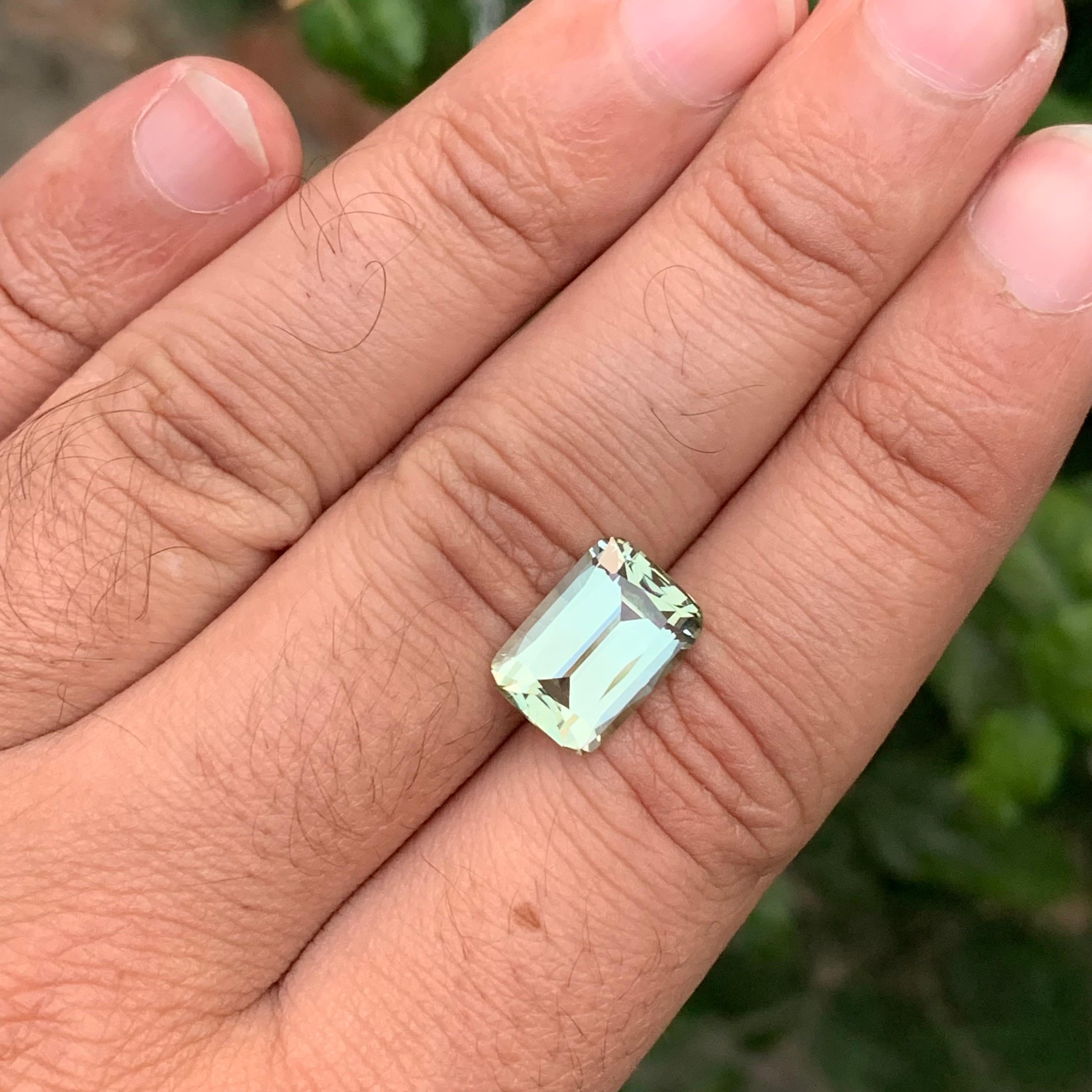 5.60 Carat Natural Loose Light Lime Green Tourmaline Cushion Shape Gem For Sale 5
