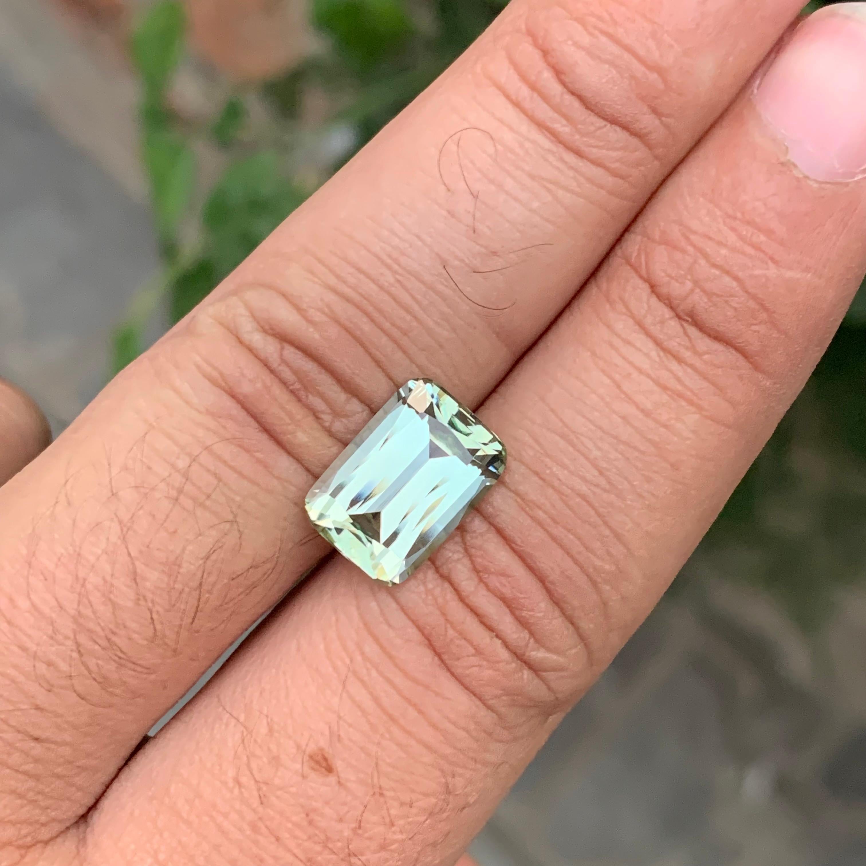 5.60 Carat Natural Loose Light Lime Green Tourmaline Cushion Shape Gem For Sale 6