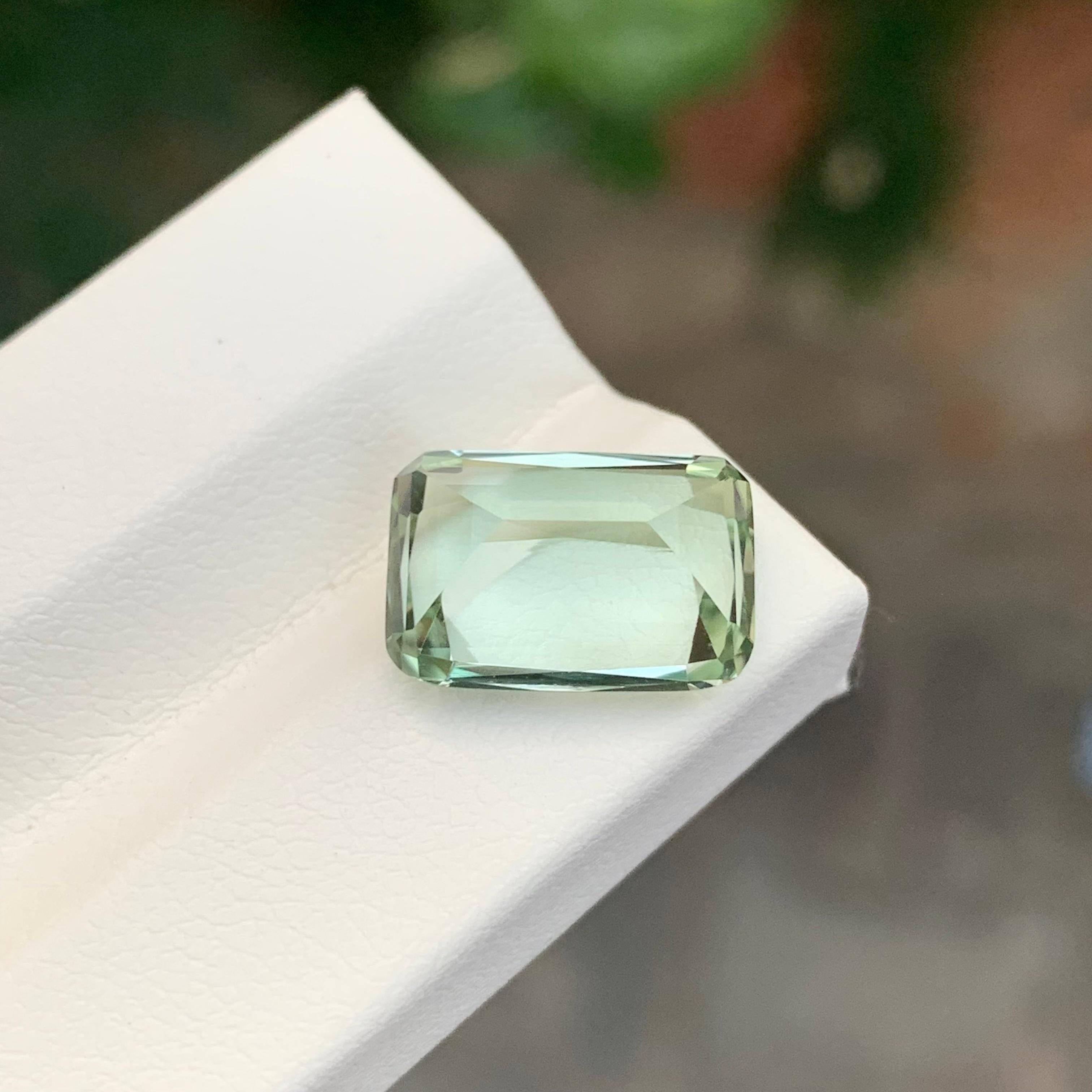 5.60 Carat Natural Loose Light Lime Green Tourmaline Cushion Shape Gem For Sale 1