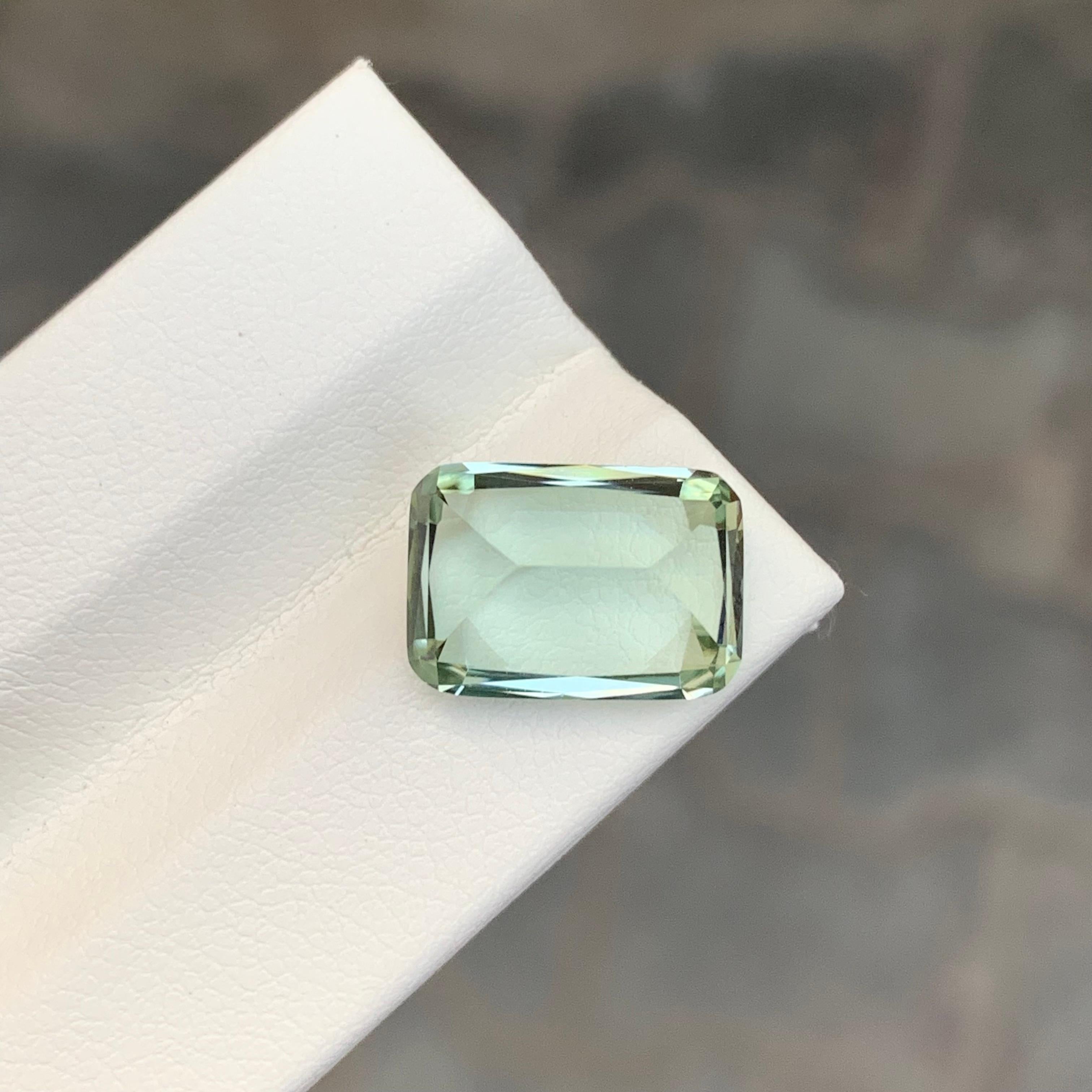 5.60 Carat Natural Loose Light Lime Green Tourmaline Cushion Shape Gem For Sale 2