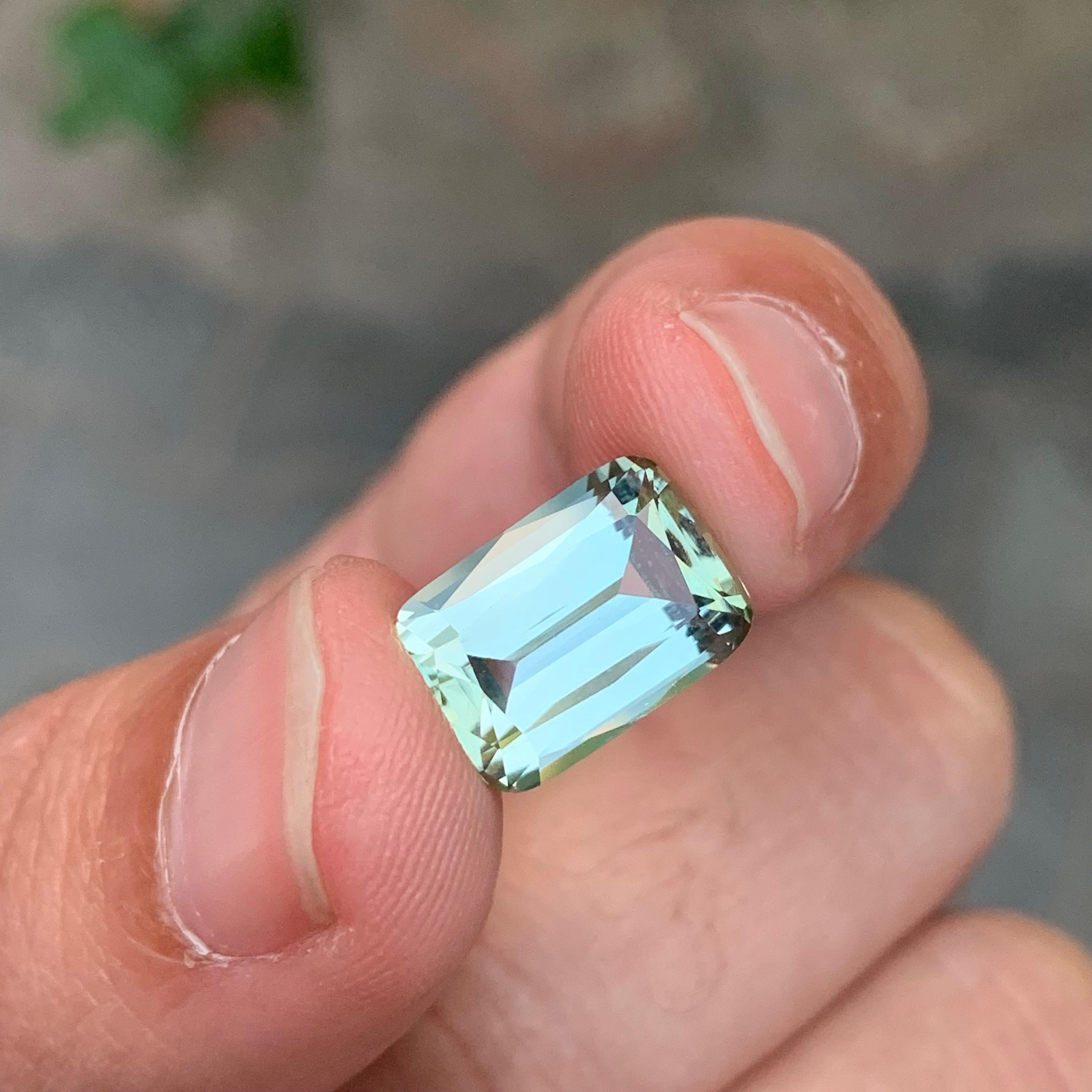 5.60 Carat Natural Loose Light Lime Green Tourmaline Cushion Shape Gem For Sale 3