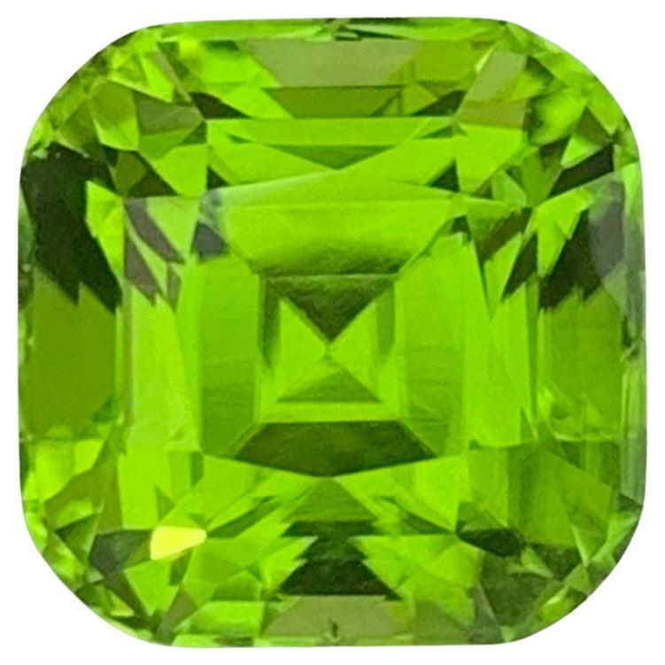 5.60 Carat Natural Loose Peridot Cushion Shape Gemstone For Sale