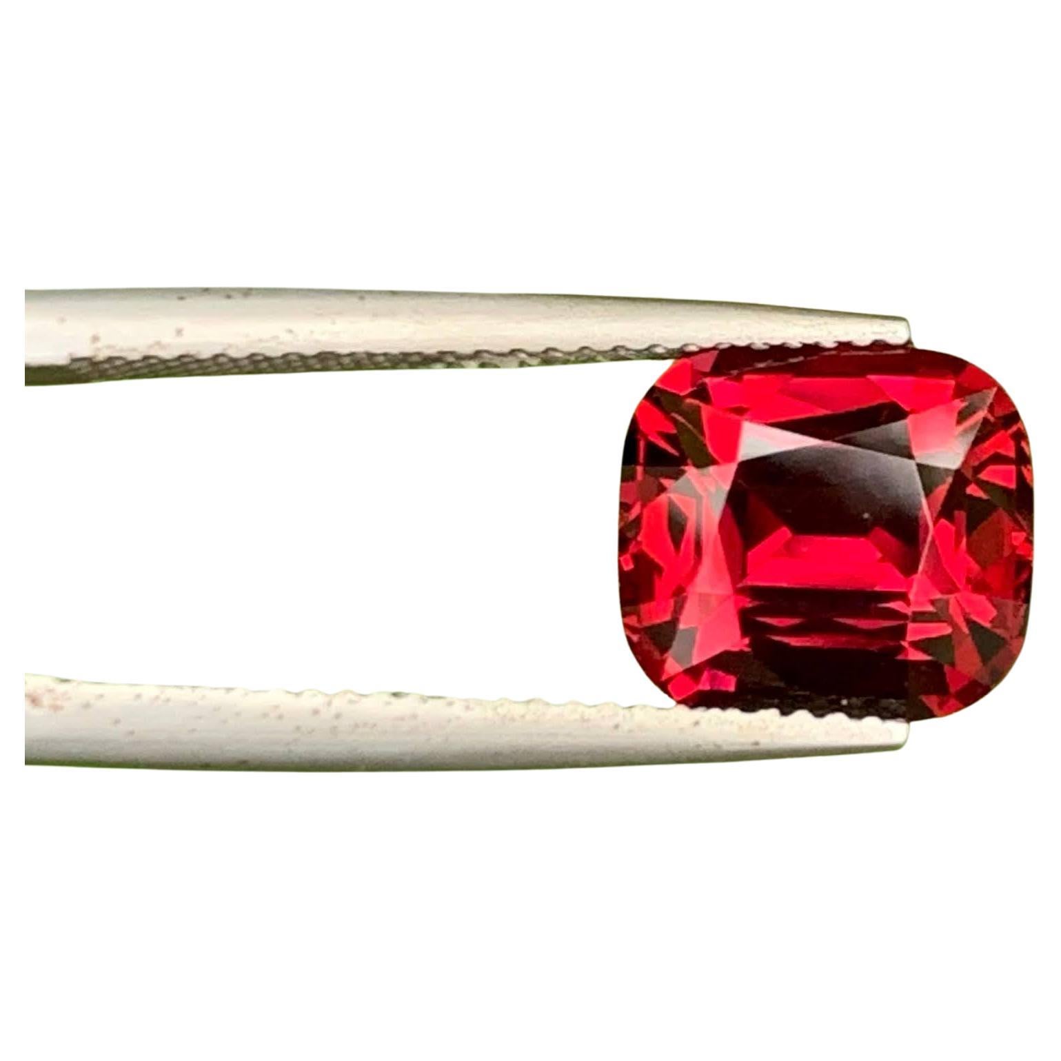 5.60 Carat Natural Loose Pinkish Red Garnet Stone Cushion Cut African Gemstone